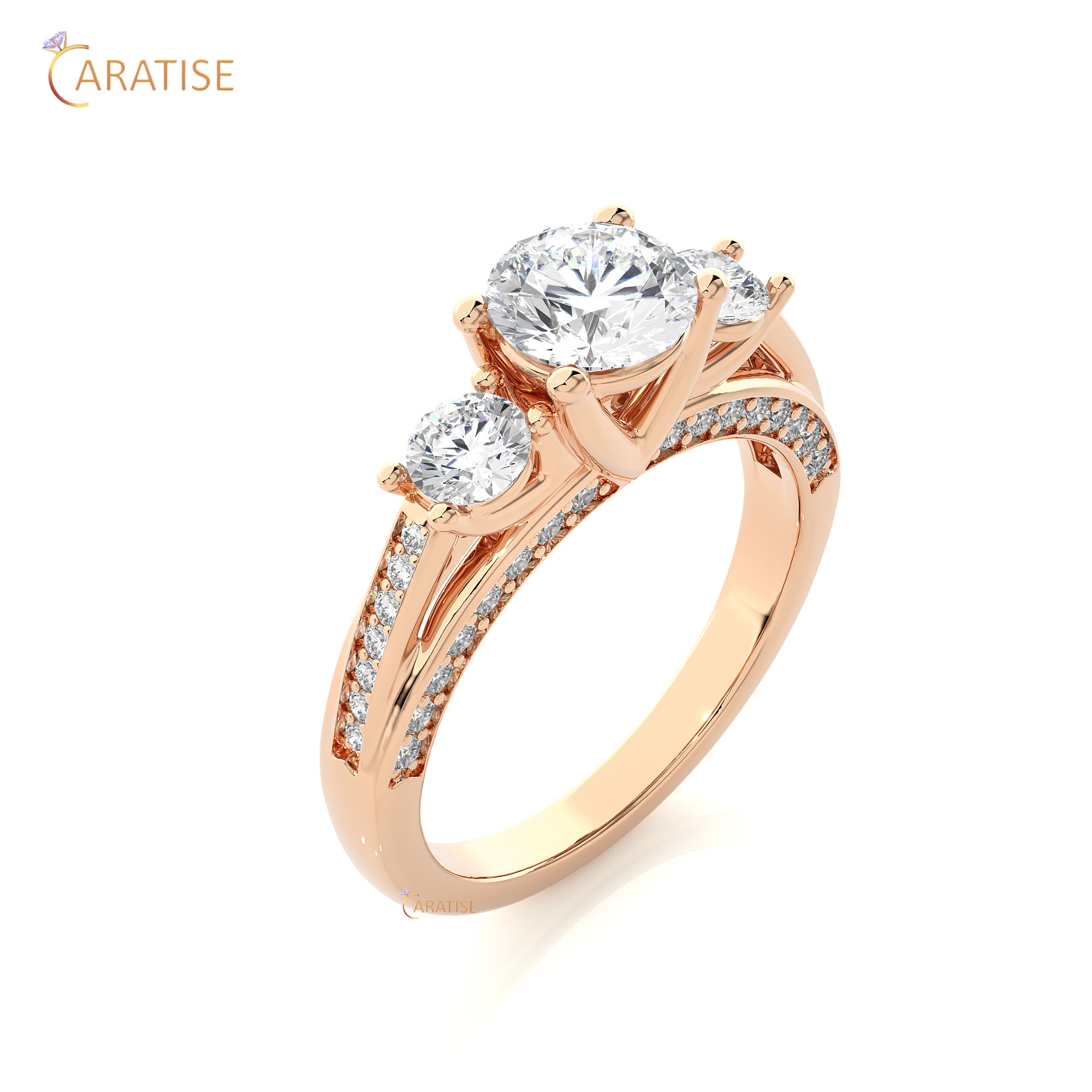 1.98 TDW Round Cut Engagement Moissanite Diamond Ring 925 Silver