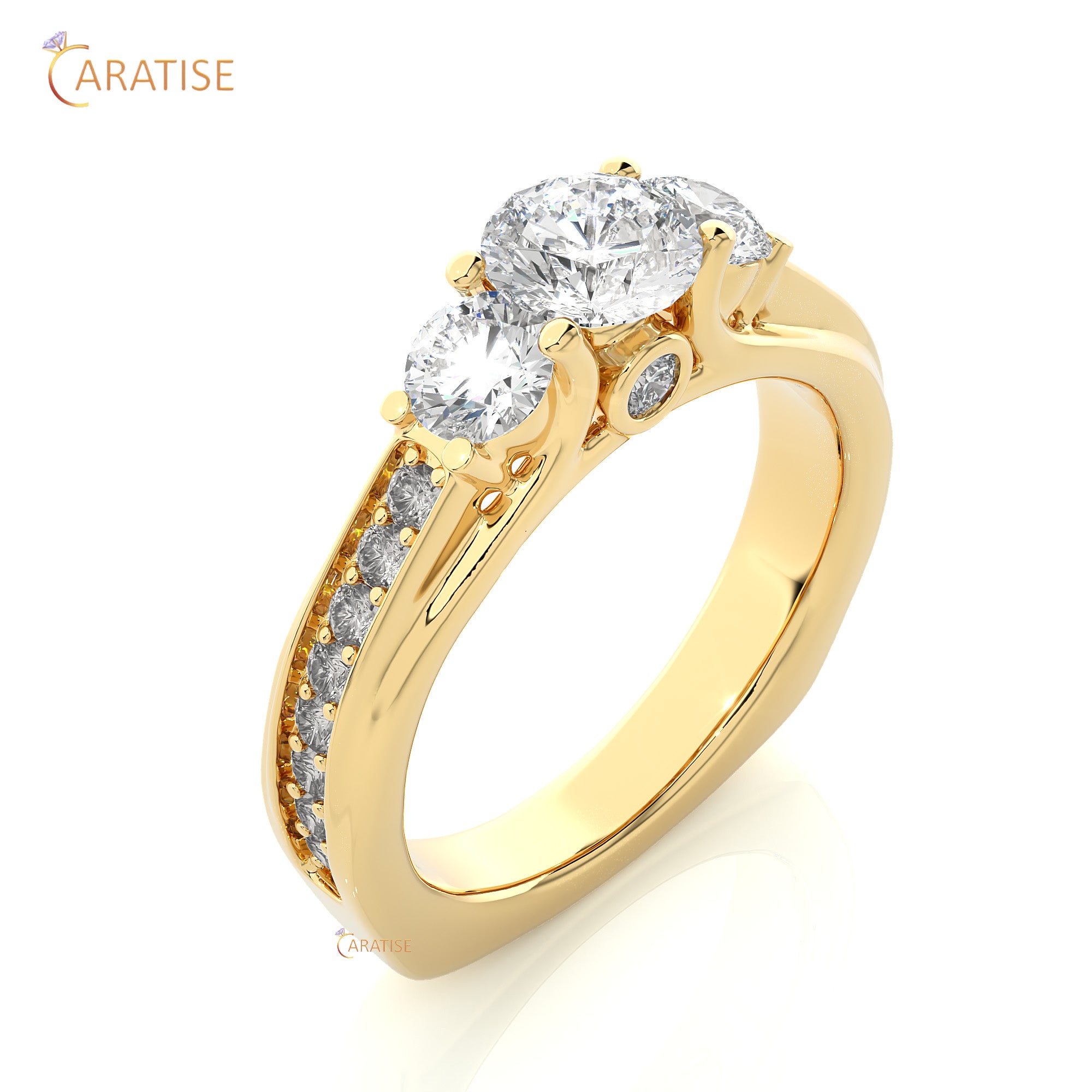 1.70 TDW Round Cut Engagement Moissanite Diamond Ring 925 Silver