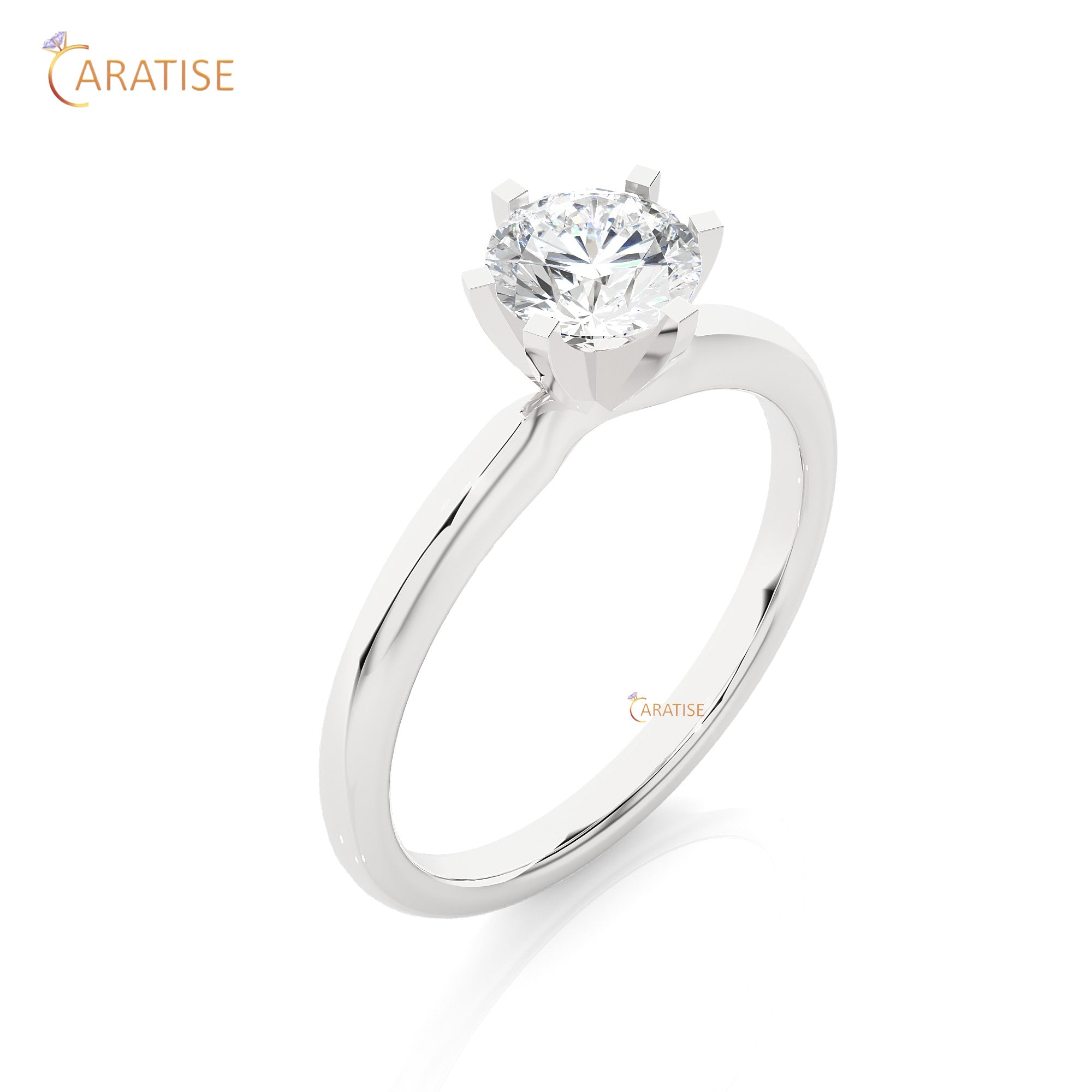 1.18 TDW Round Cut Moissanite Diamond  Solitaire Ring 925 Silver