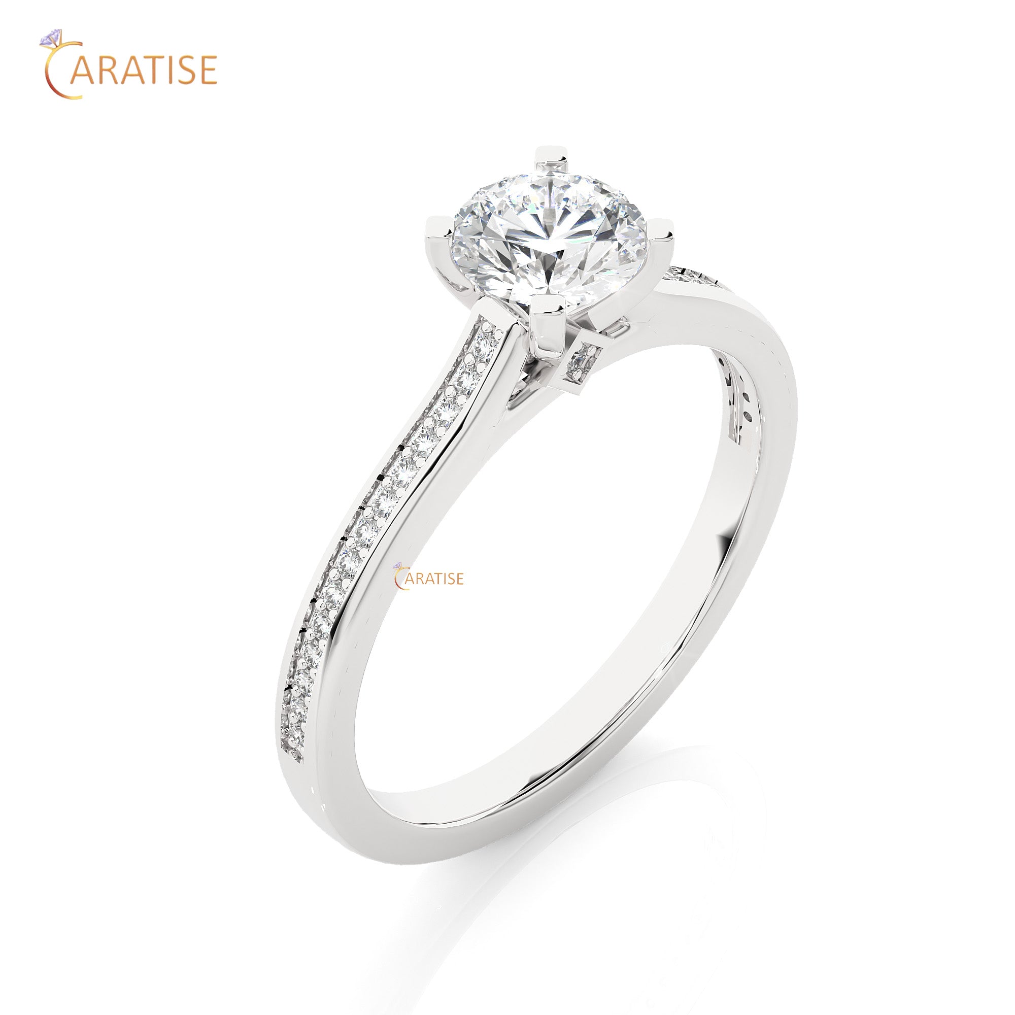 0.75 TDW Round Cut Engagement Moissanite Diamond Ring 925 Silver