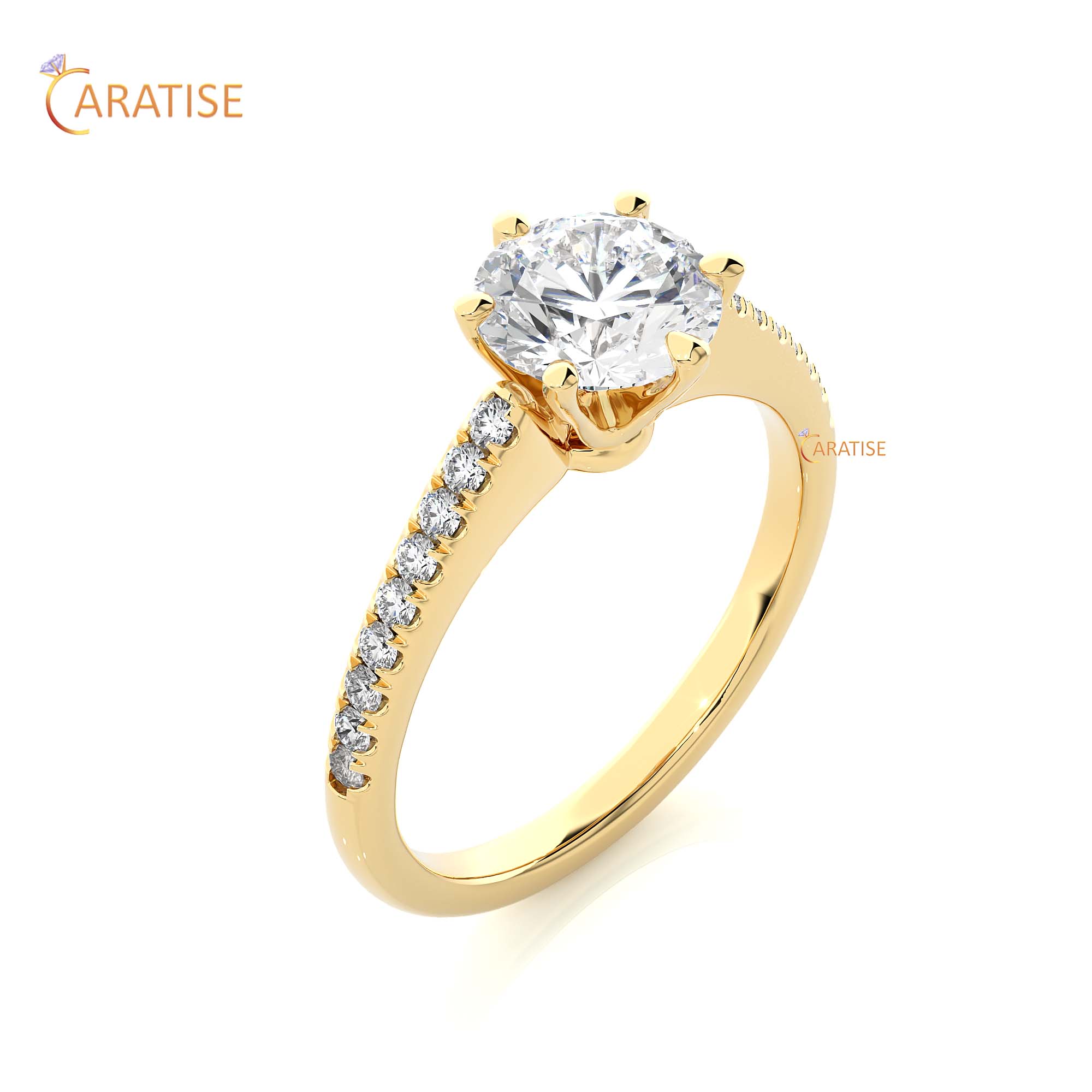 1.47 TDW Round Cut Engagement Moissanite Diamond Ring 925 Silver