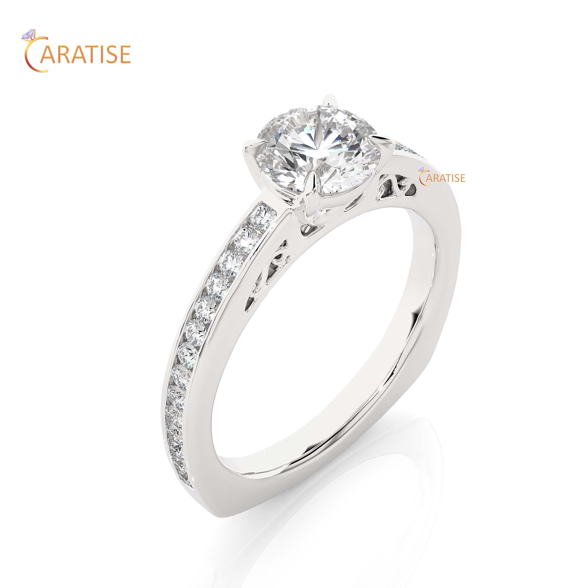 1.27 TDW Round Cut Engagement Moissanite Diamond Ring 925 Silver