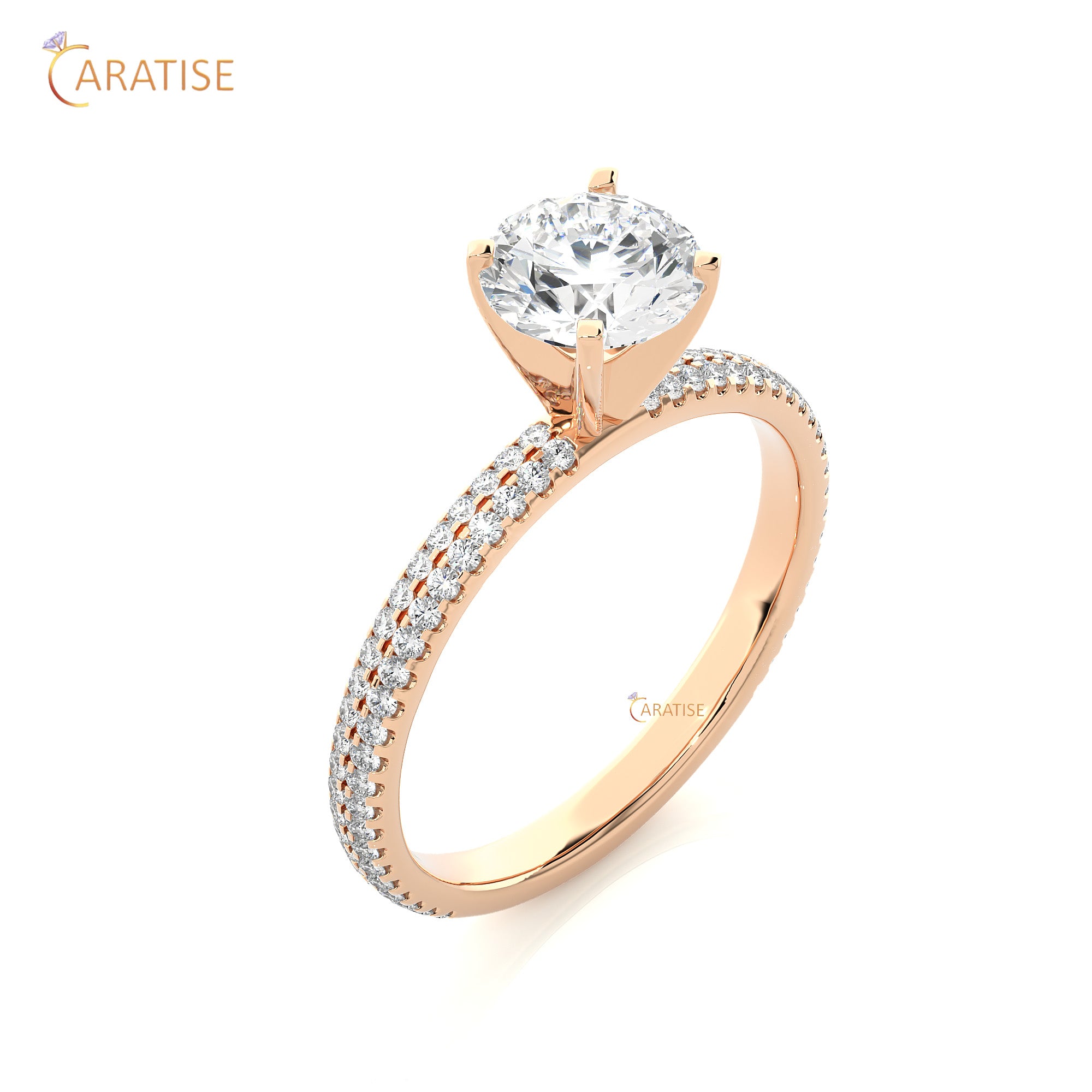 1.14 TDW Round Cut Engagement Moissanite Diamond Ring 925 Silver