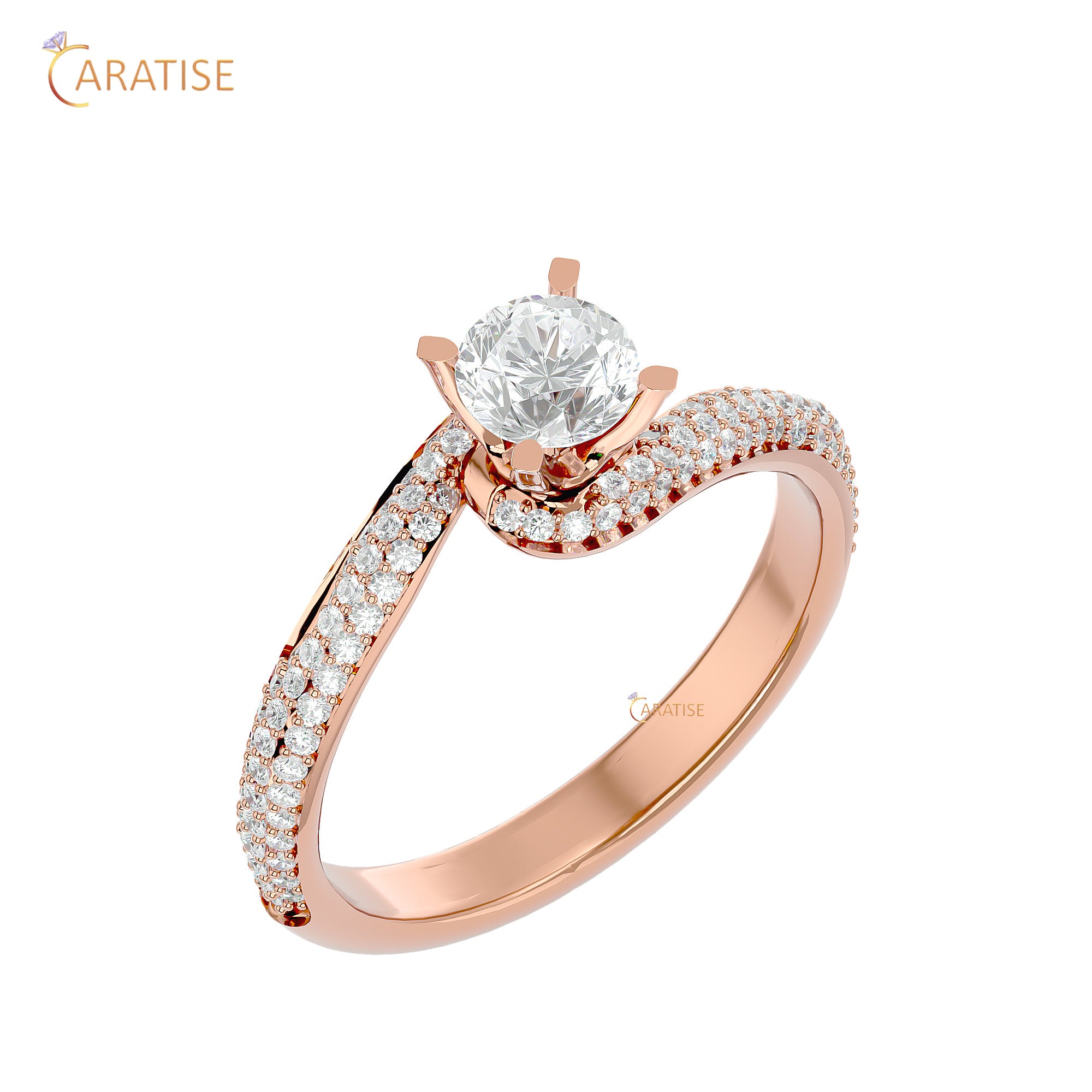 0.87 TDW Round Cut Engagement Moissanite Diamond Ring 925 Silver