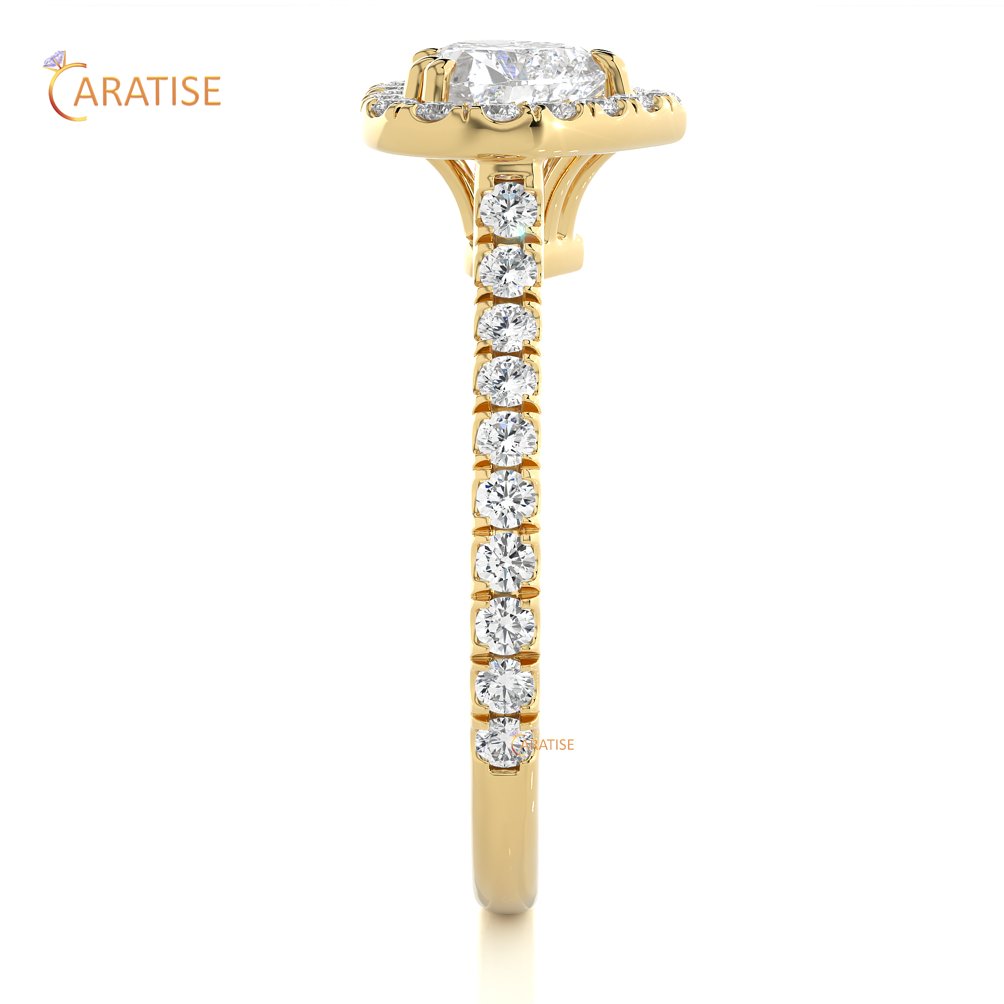 1.33 TDW Round & Heart Cut Halo Moissanite Diamond Ring 925 Silver