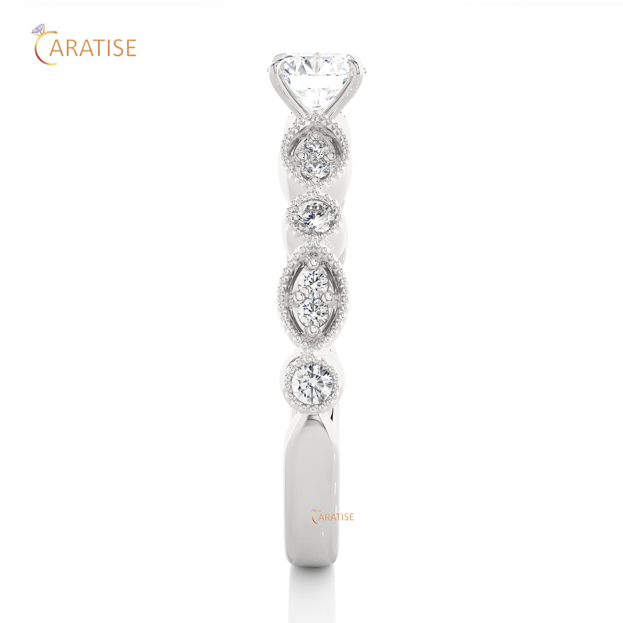 0.67 TDW Round Cut Moissanite Diamond Engagement Ring 925 Silver