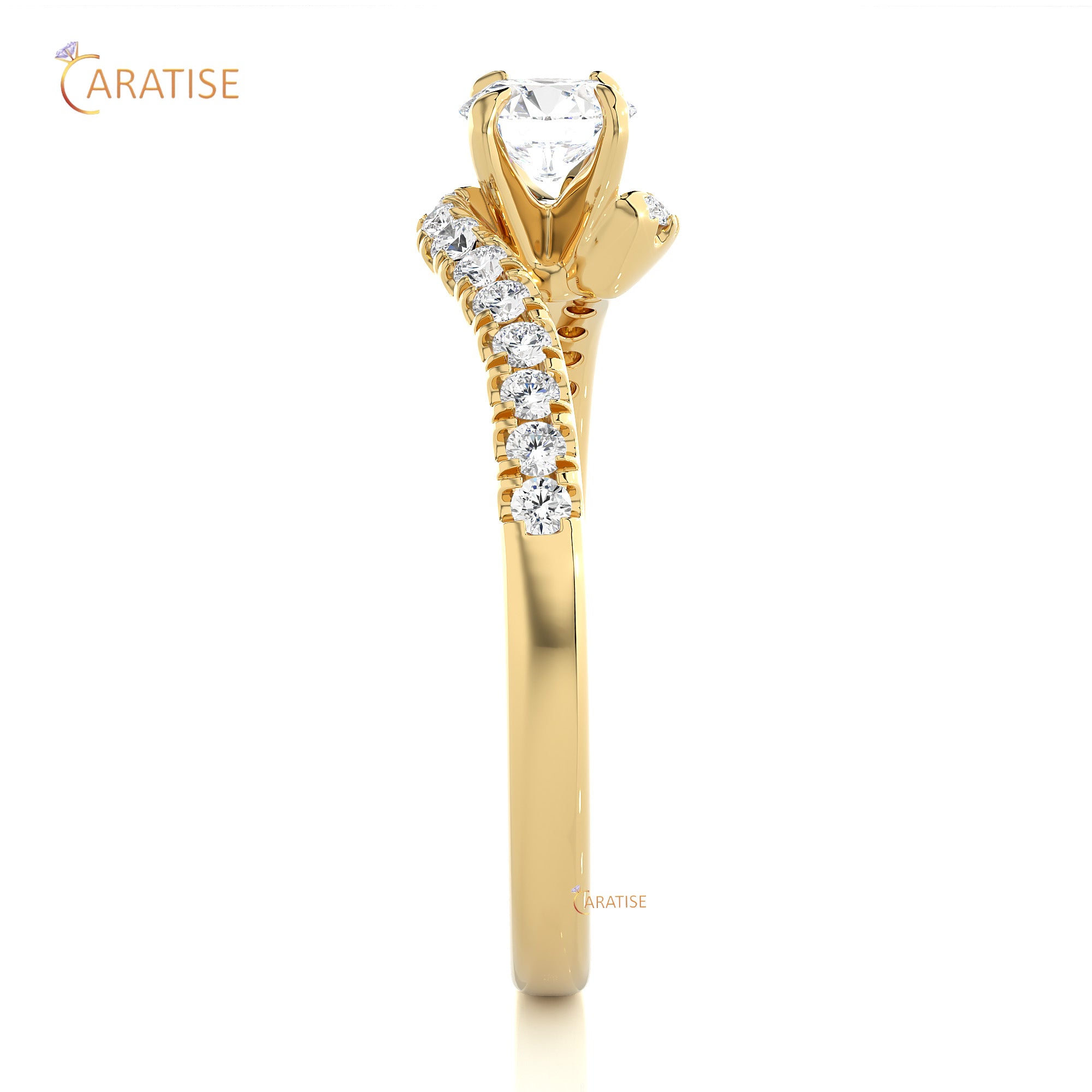 0.67 TDW Round Cut Engagement Moissanite Diamond Ring 925 Silver