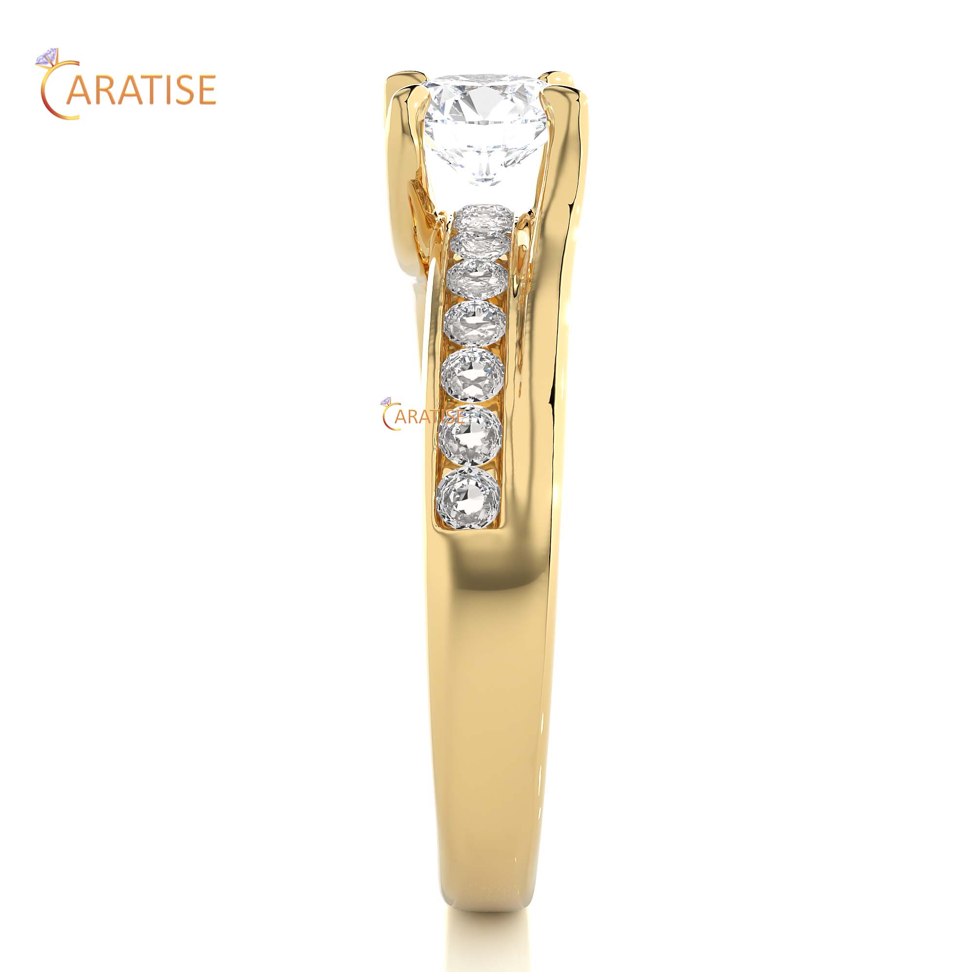 0.97 TDW Round Cut Engagement Moissanite Diamond Ring 925 Silver