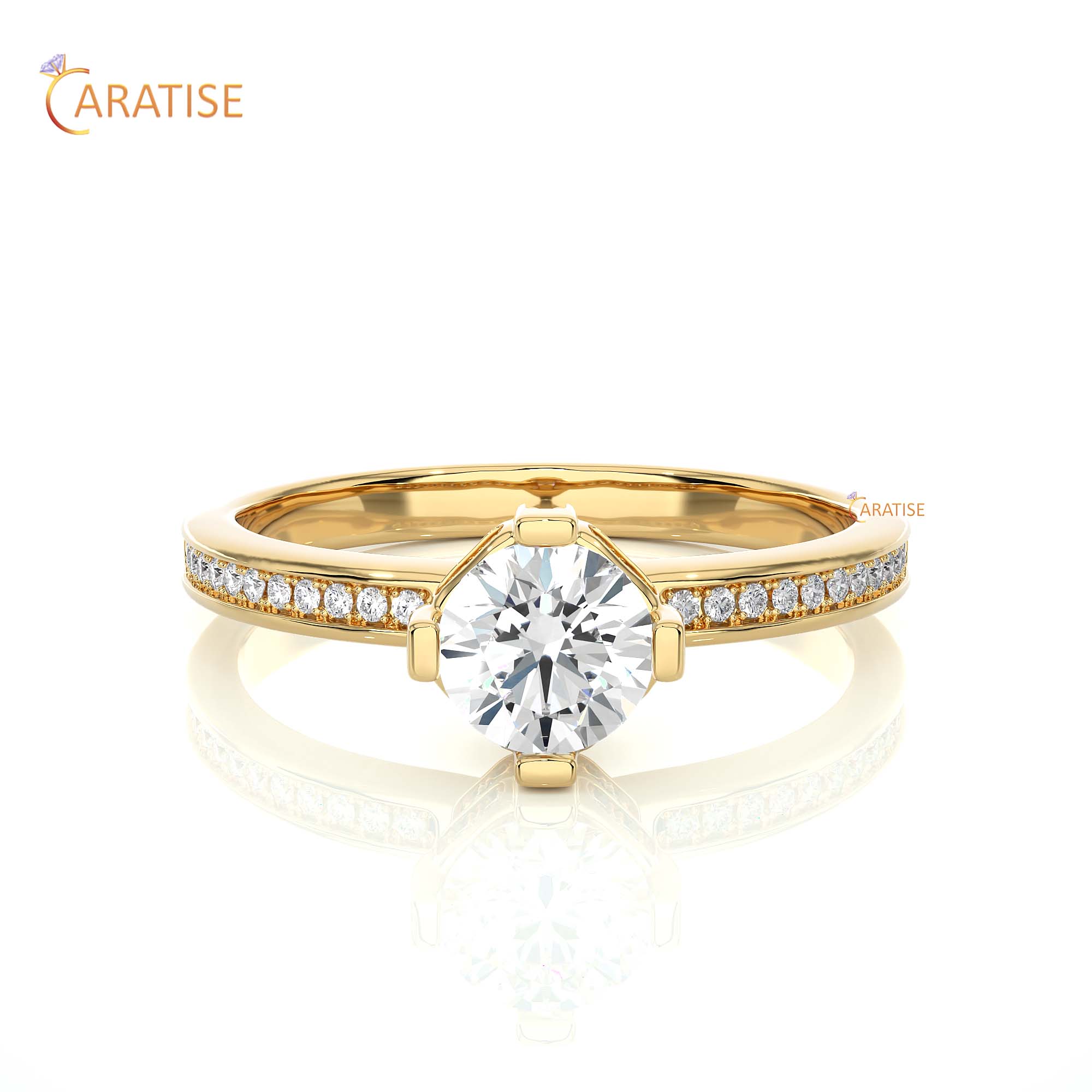 0.78 TDW Round Cut Engagement Moissanite Diamond Ring 925 Silver