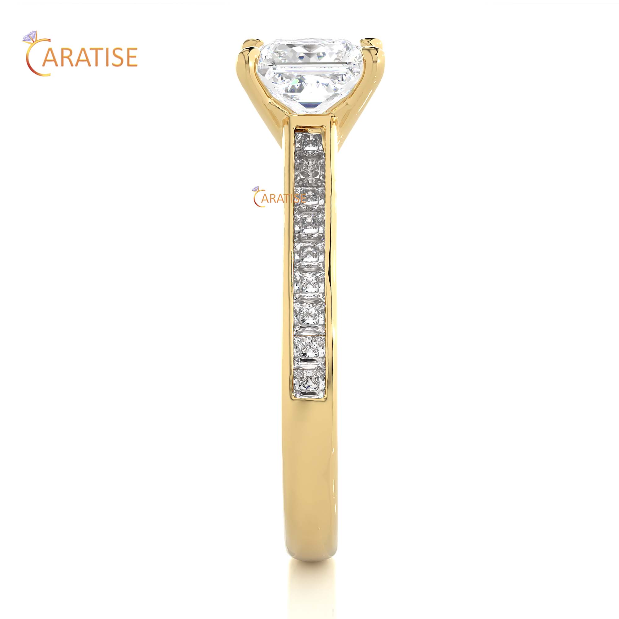 1.95 TDW Princess Cut Engagement Moissanite Diamond Ring 925 Silver