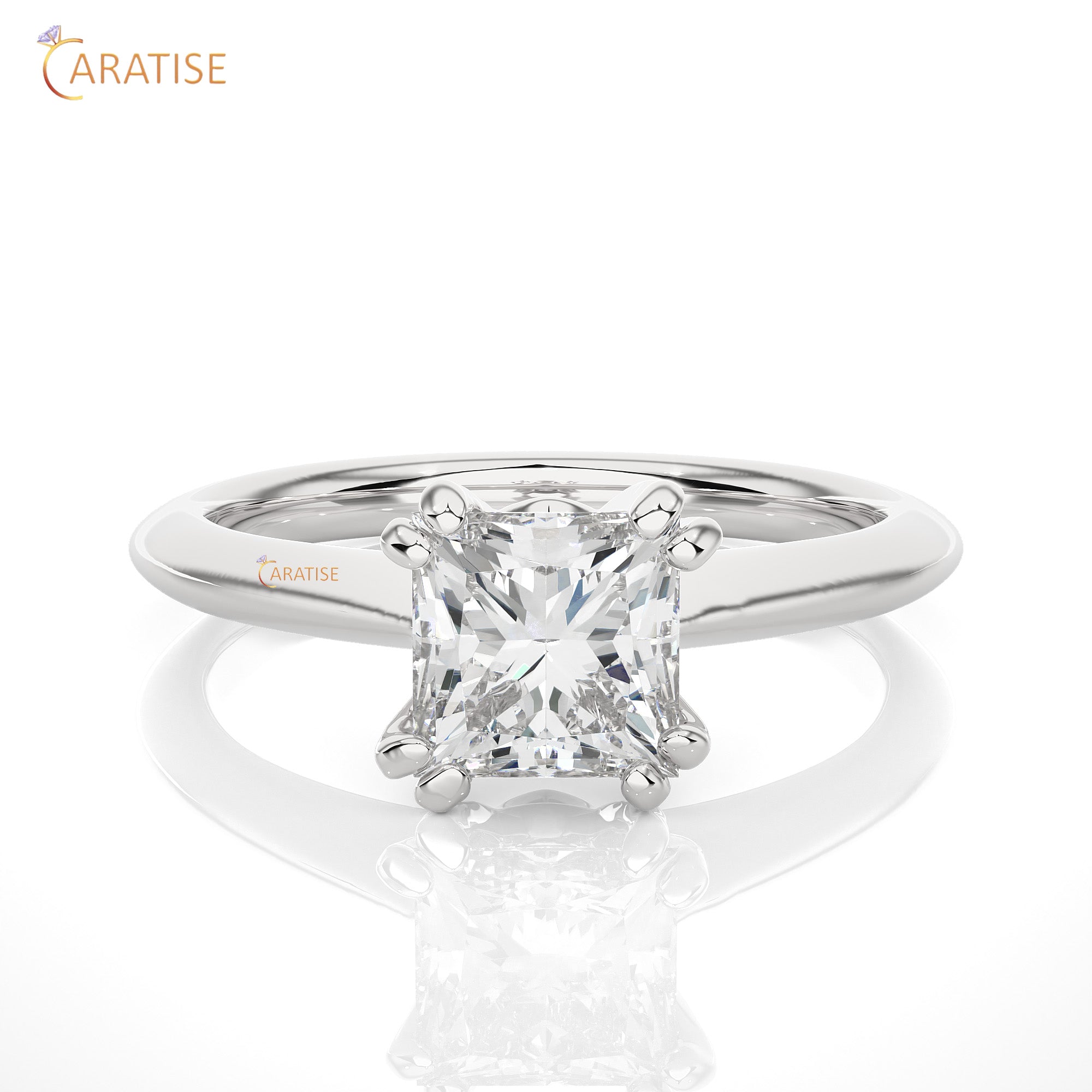 1.38 TDW Round & princess Cut Engagement Moissanite Diamond Ring 925 Silver