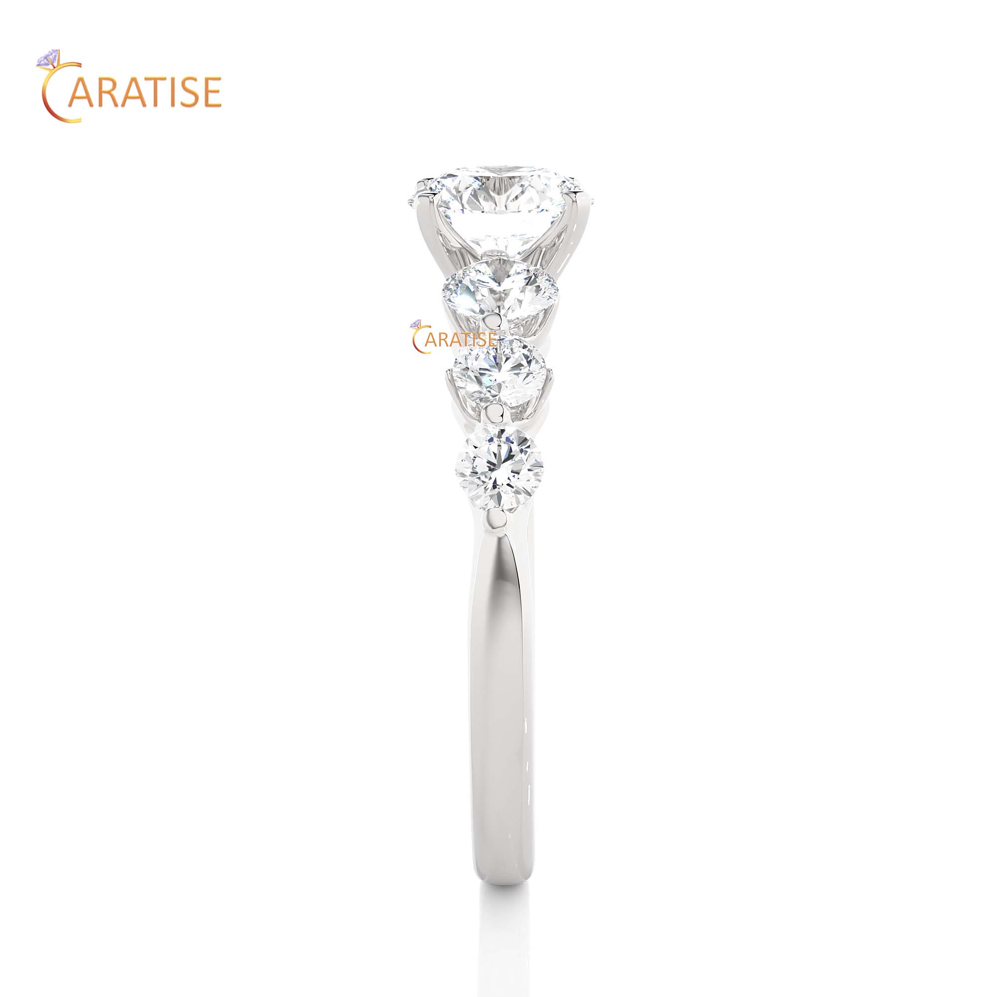 1.43 TDW Round Cut Engagement Moissanite Diamond Ring 925 Silver