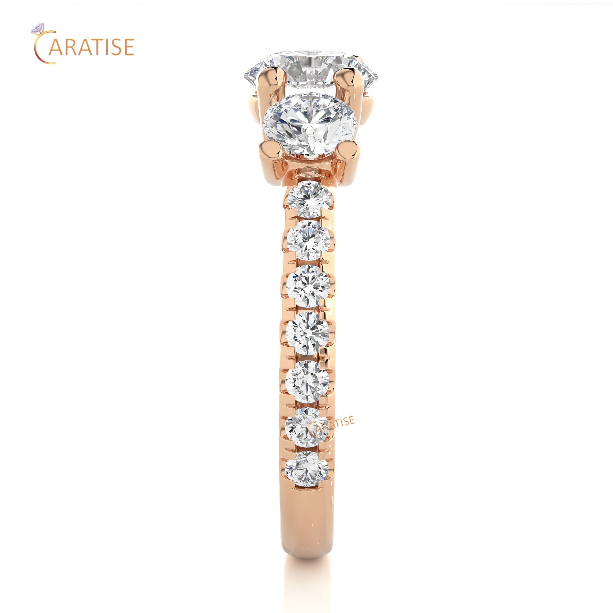 2.35 TDW Round Cut Engagement Moissanite Diamond Ring 925 Silver