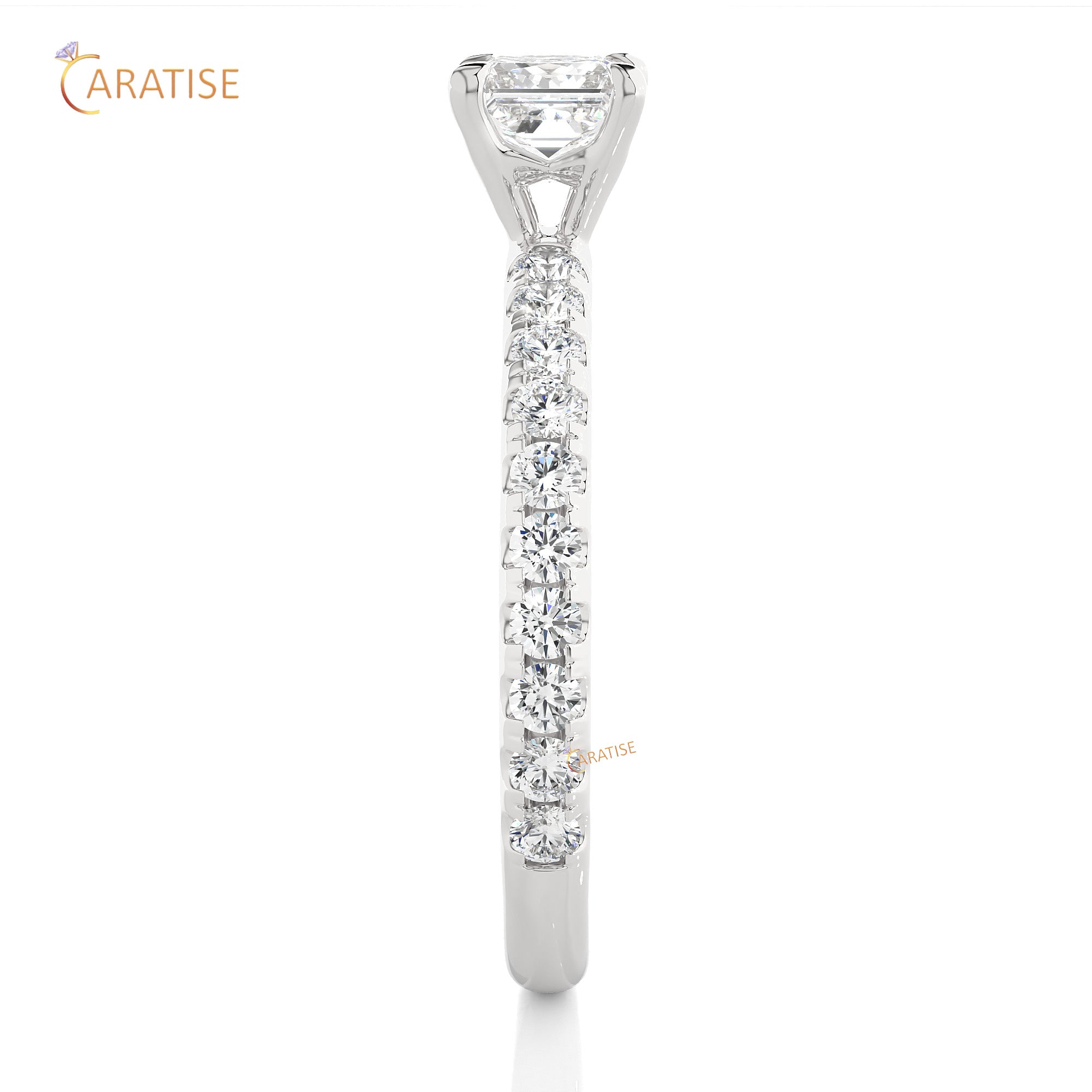 1.01 TDW Round & Princess Cut Engagement Moissanite Diamond Ring 925 Silver