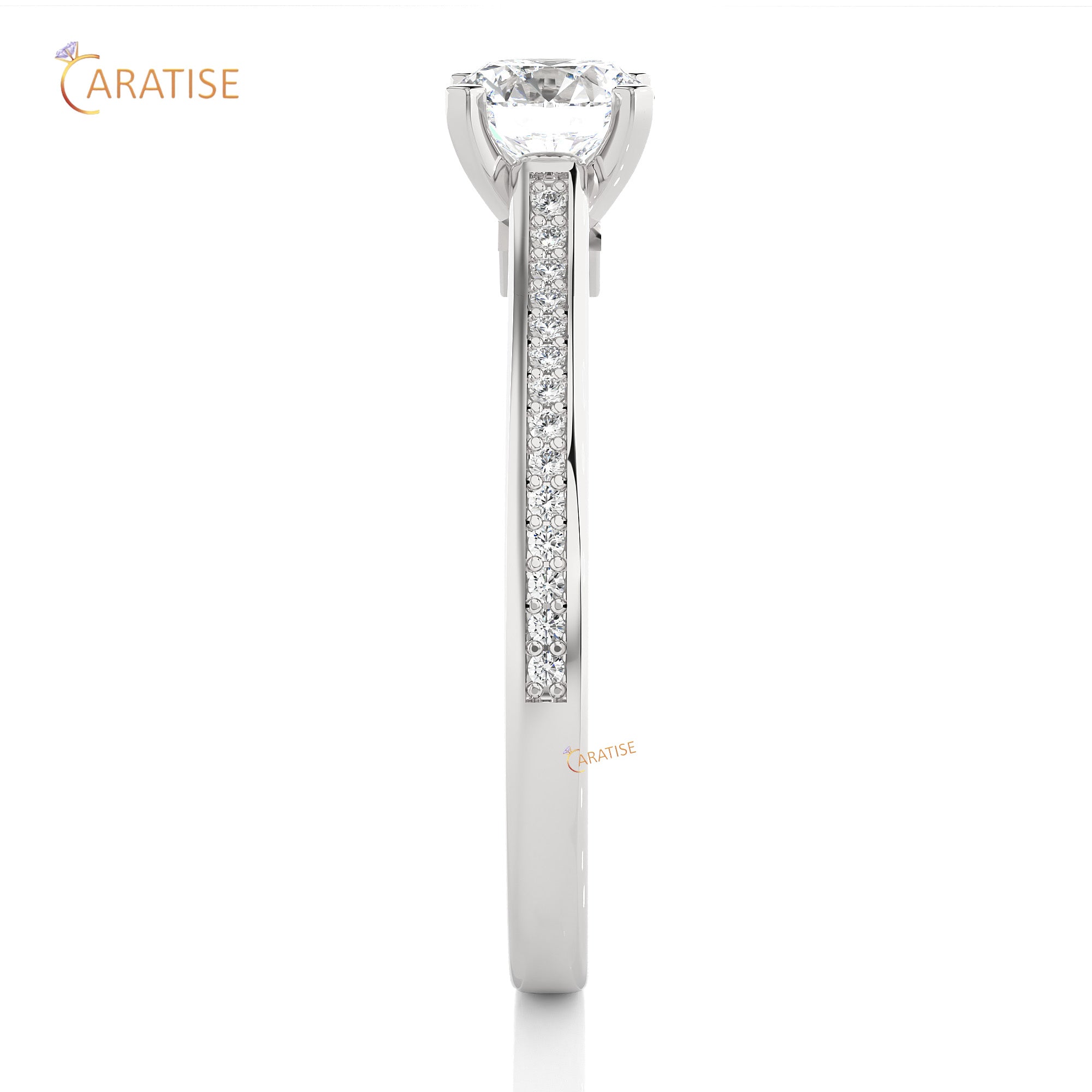 0.75 TDW Round Cut Engagement Moissanite Diamond Ring 925 Silver