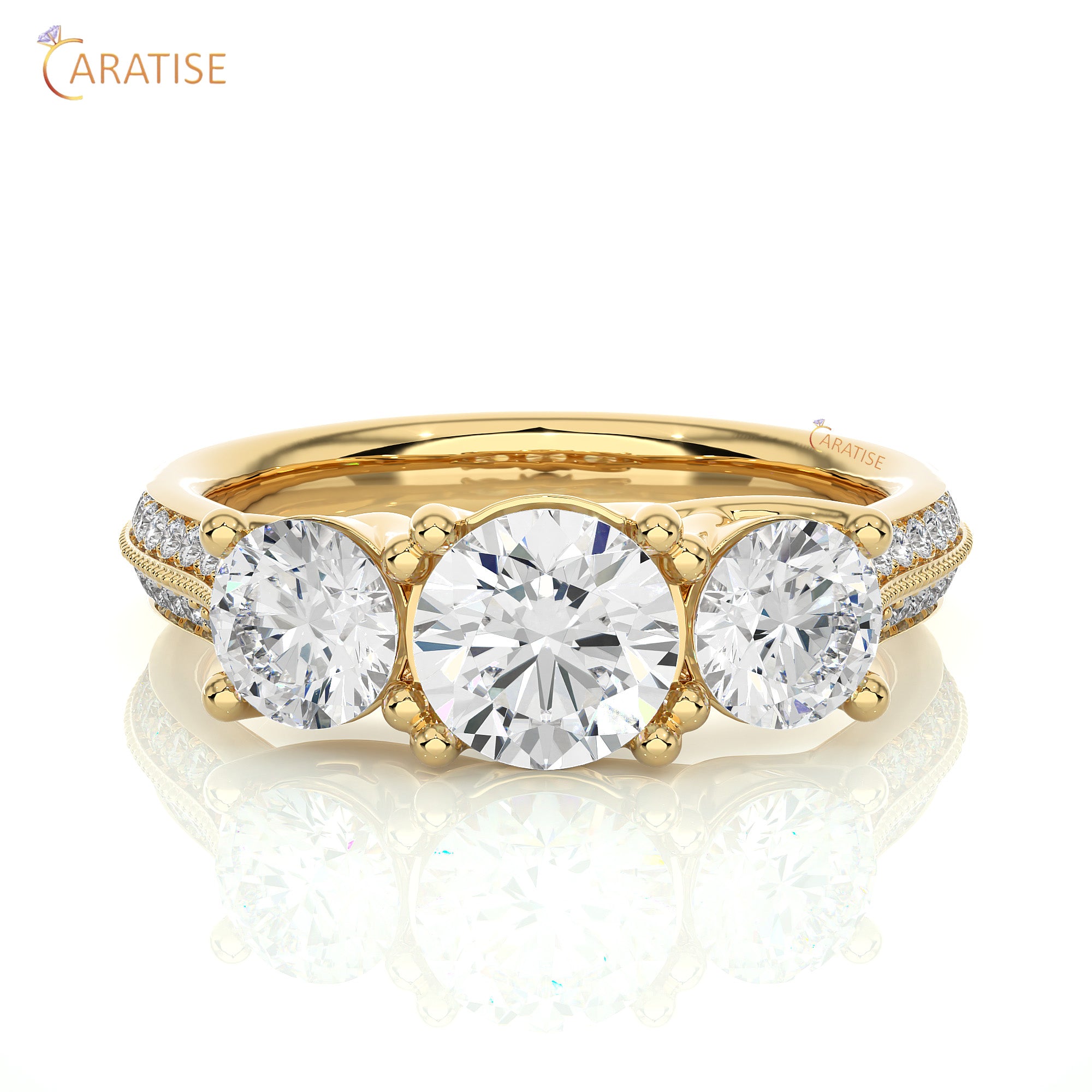 2.23 TDW Round Cut Engagement Moissanite Diamond Ring 925 Silver