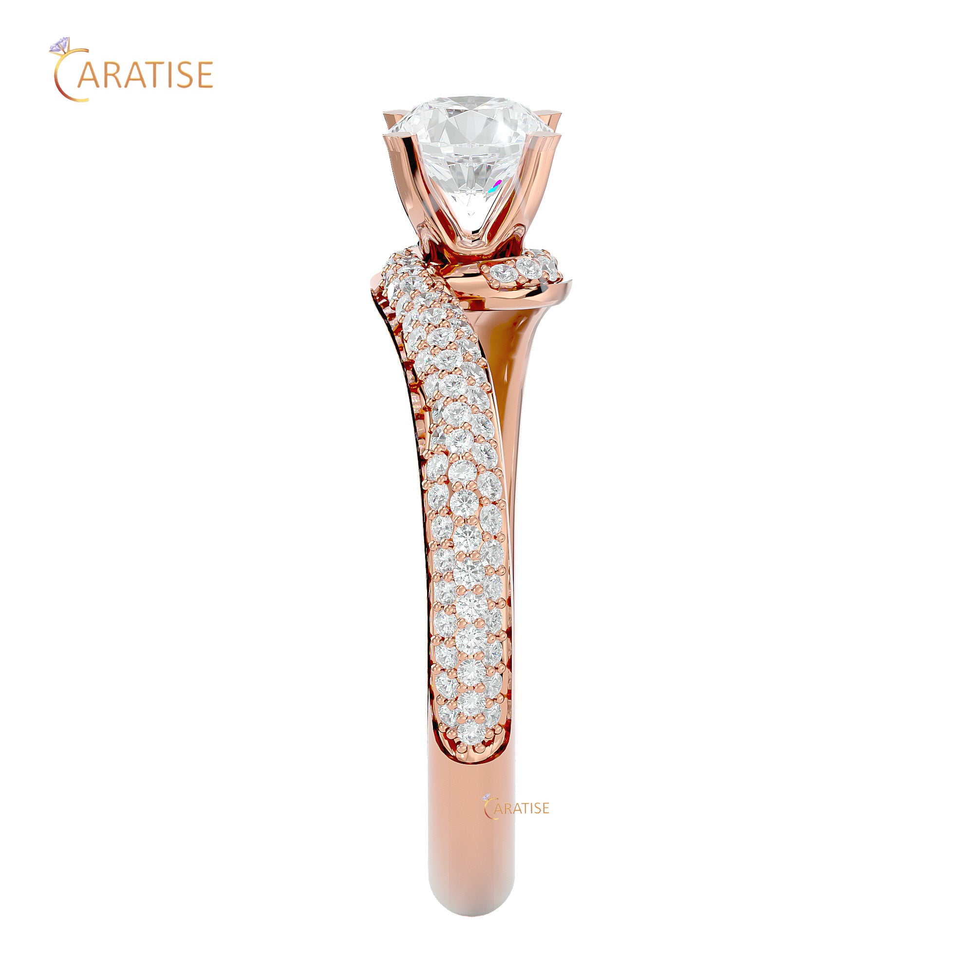 0.87 TDW Round Cut Engagement Moissanite Diamond Ring 925 Silver