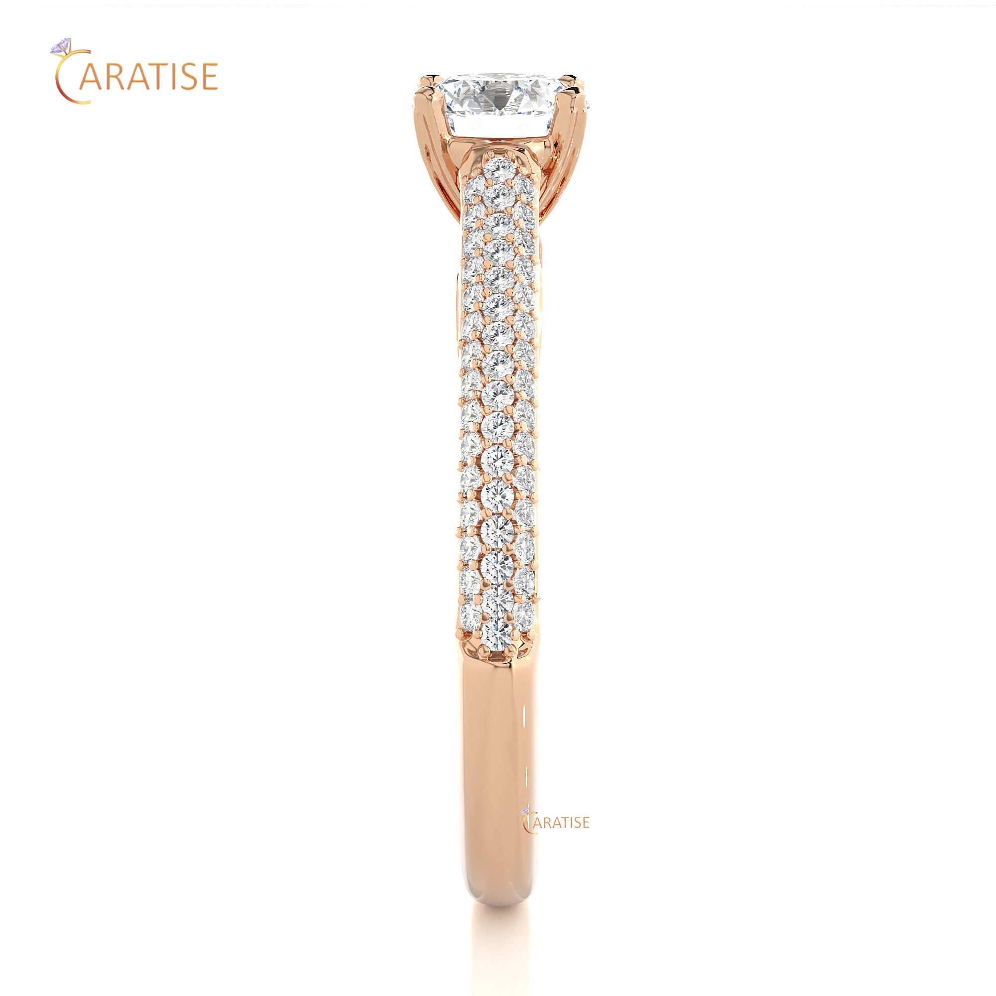 0.95 TDW Round Cut Engagement Moissanite Diamond Ring 925 Silver