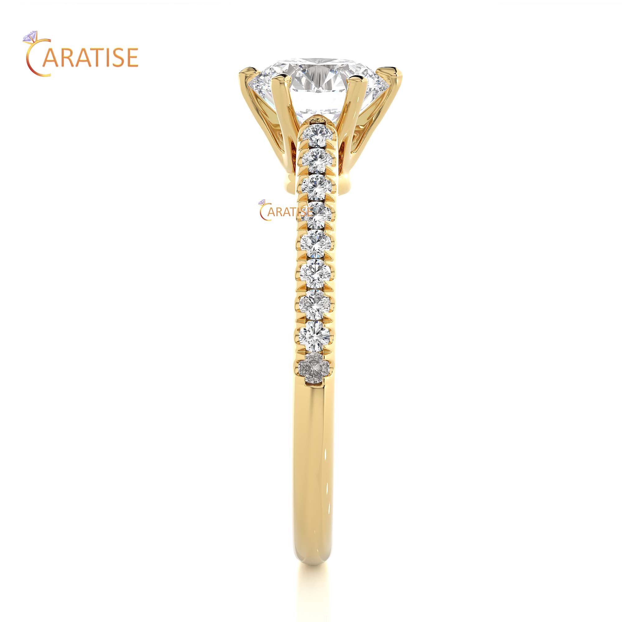 1.47 TDW Round Cut Engagement Moissanite Diamond Ring 925 Silver