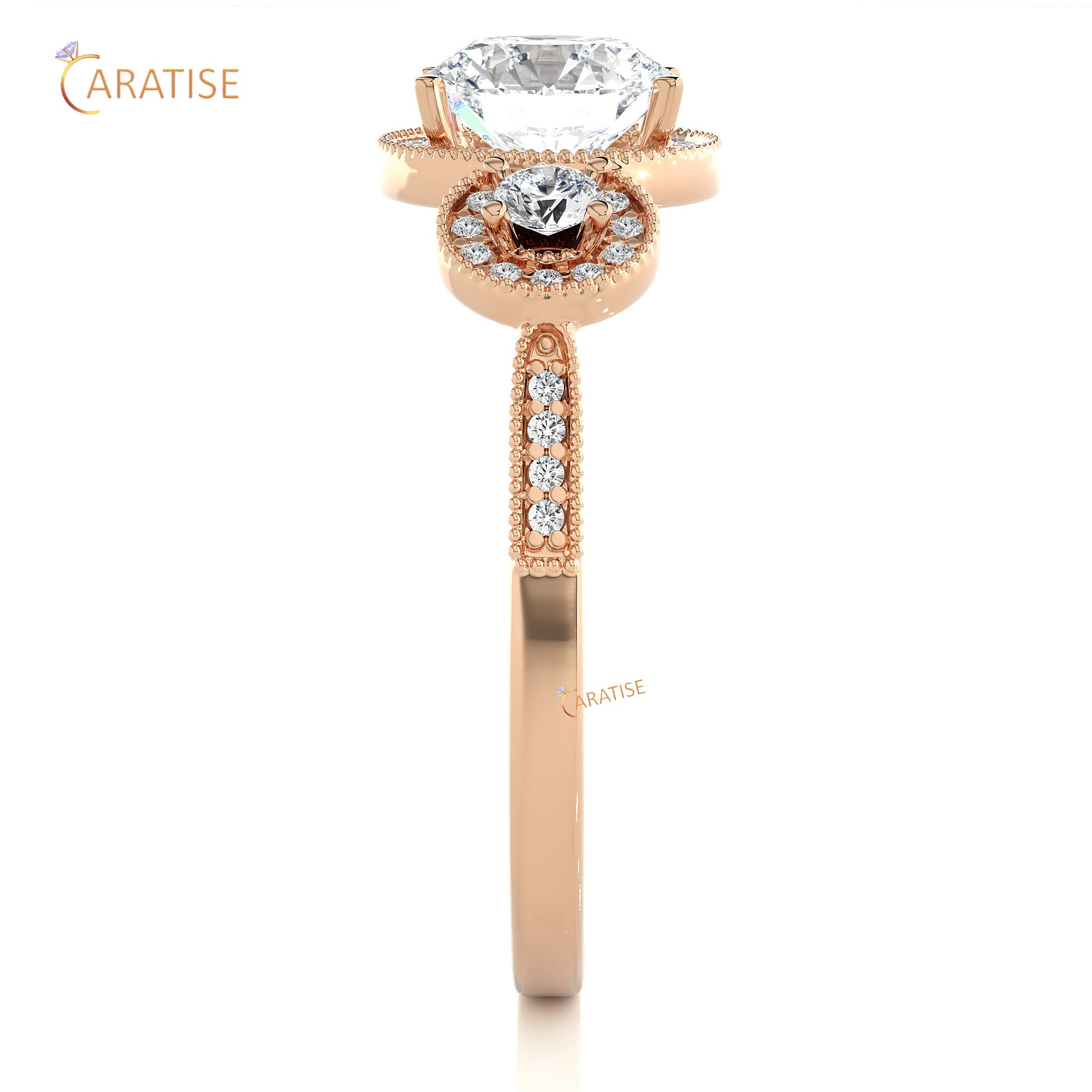 1.43 TDW Round Cut Engagement Moissanite Diamond Ring 925 Silver