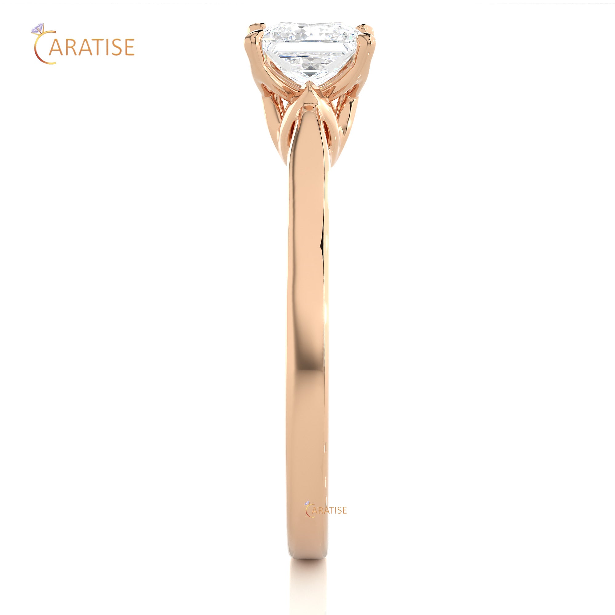 0.57 TDW Princess Cut Moissanite Diamond Solitaire Ring 925 Silver