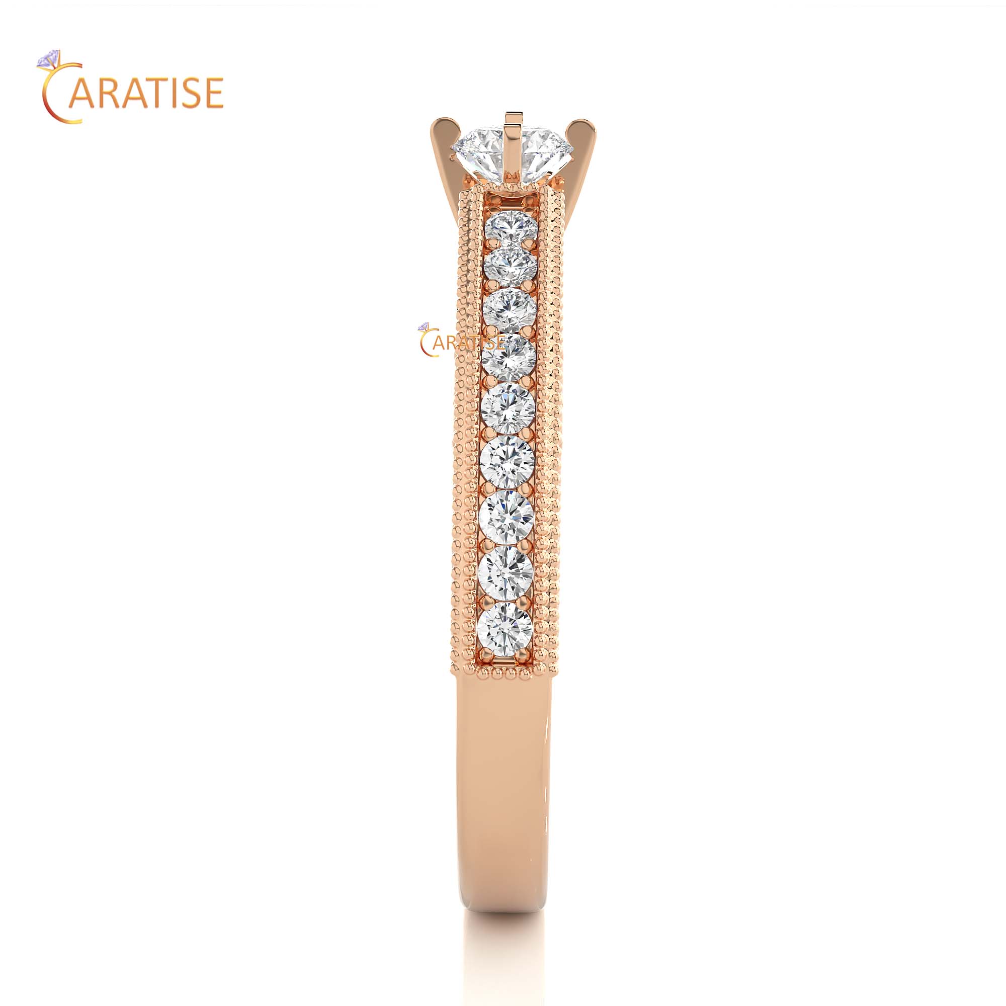 0.48 TDW Round Cut Engagement Moissanite Diamond Ring 925 Silver