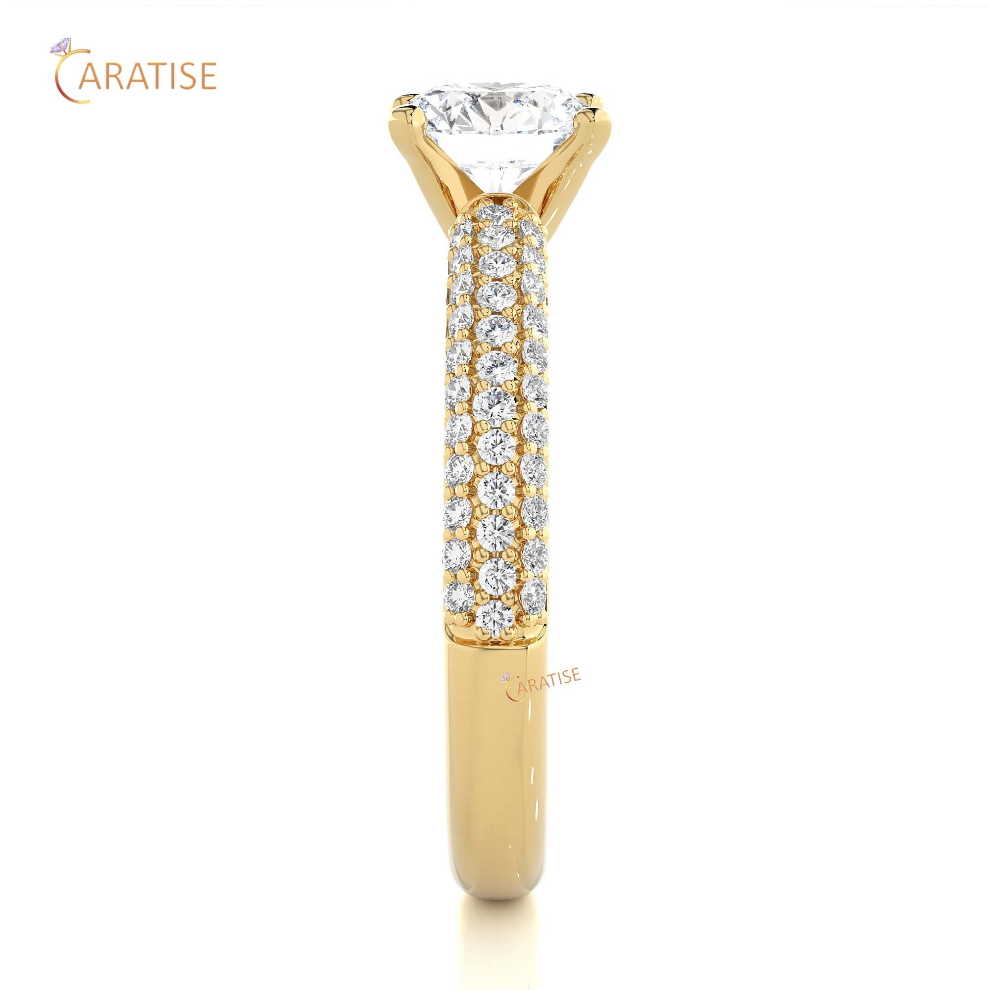 1.22 TDW Round Cut Engagement Moissanite Diamond Ring 925 Silver