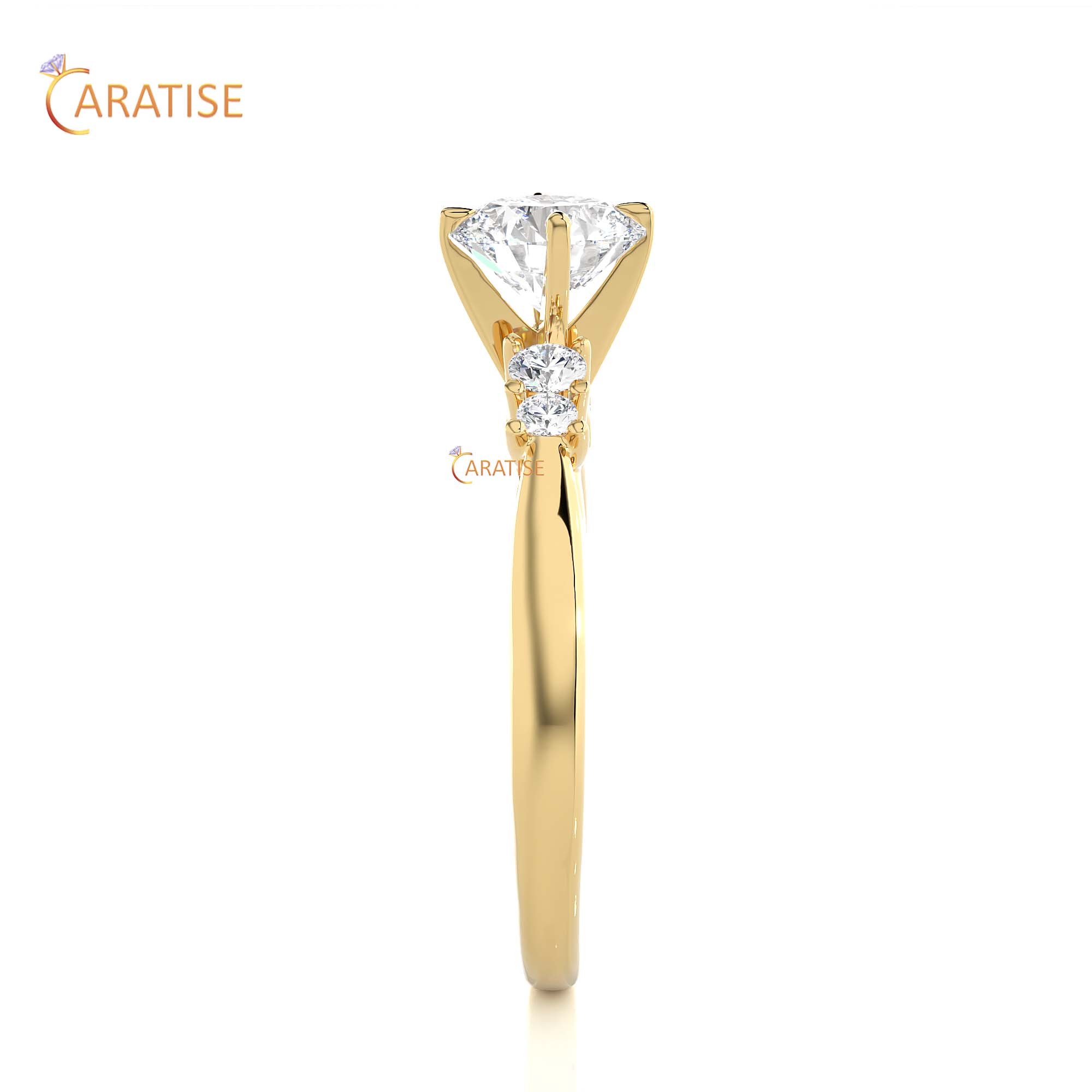 0.59 TDW Round Cut Engagement Moissanite Diamond Ring 925 Silver