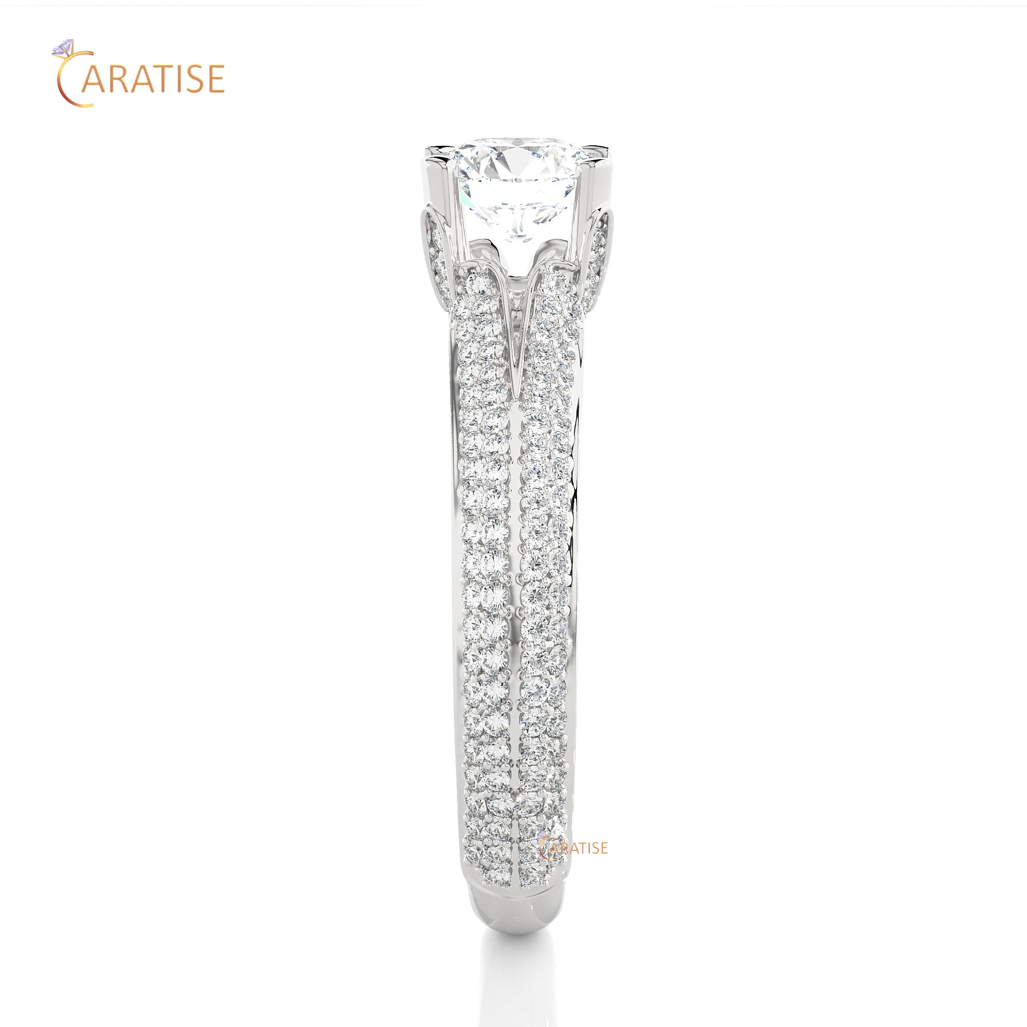 1.13 TDW Round Cut Engagement Moissanite Diamond Ring 925 Silver