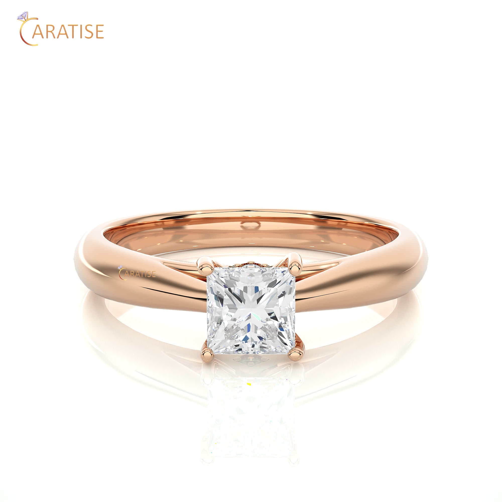 0.80 TDW Round & Princess Cut Women's Engagement Diamond Ring