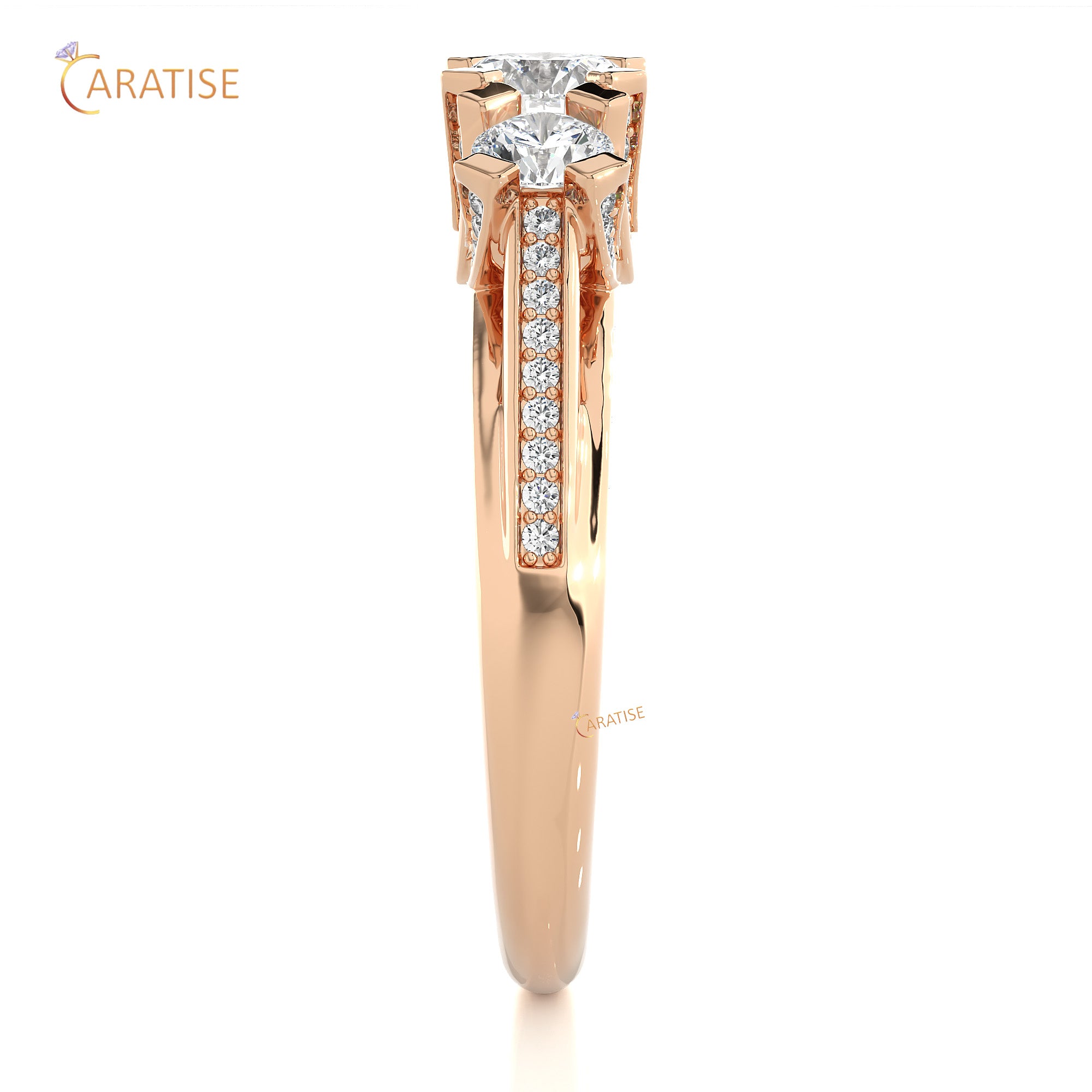 1.20 TDW Round Cut Engagement Moissanite Diamond Ring 925 Silver