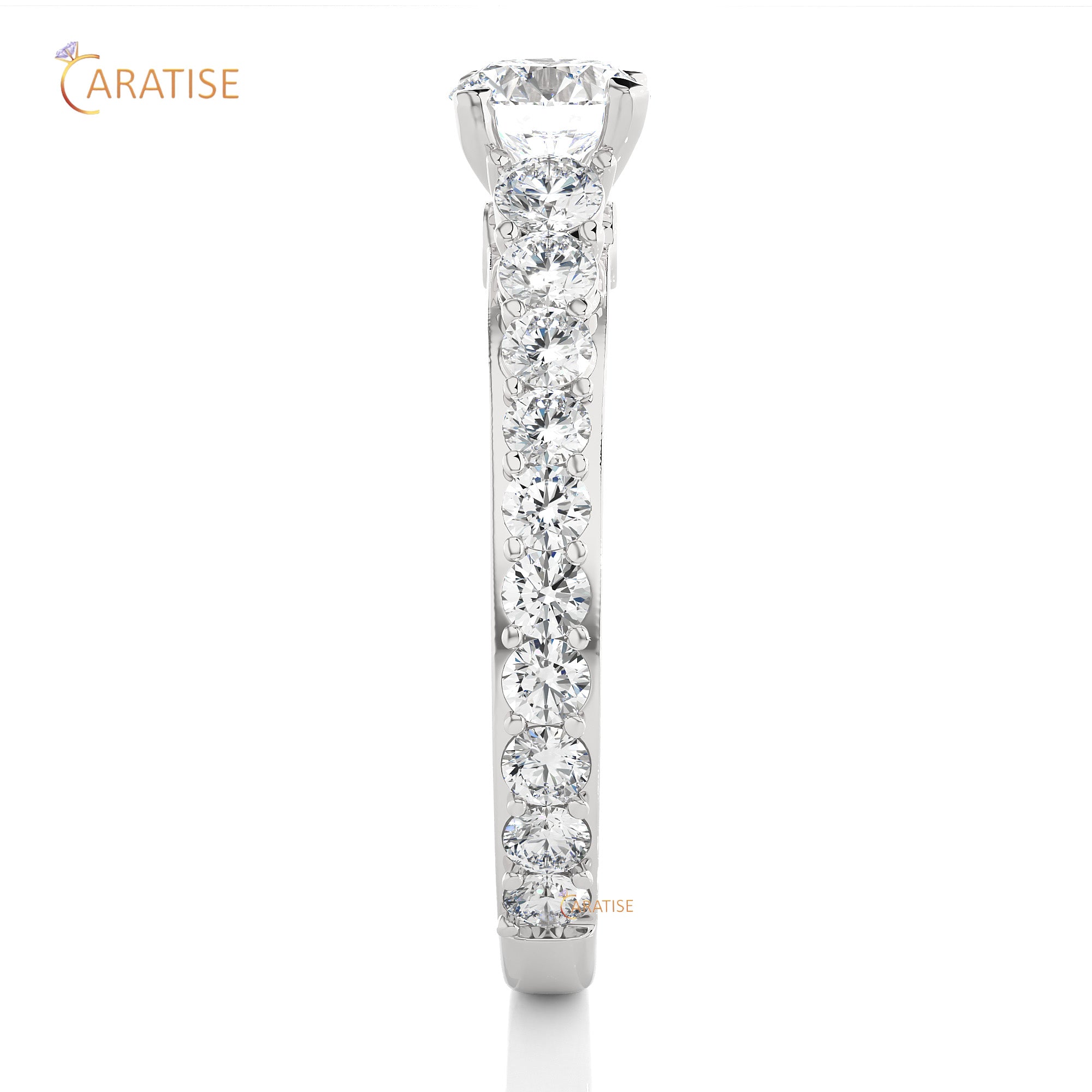 1.79 TDW Round Cut Moissanite Diamond Engagement Ring 925 Silver