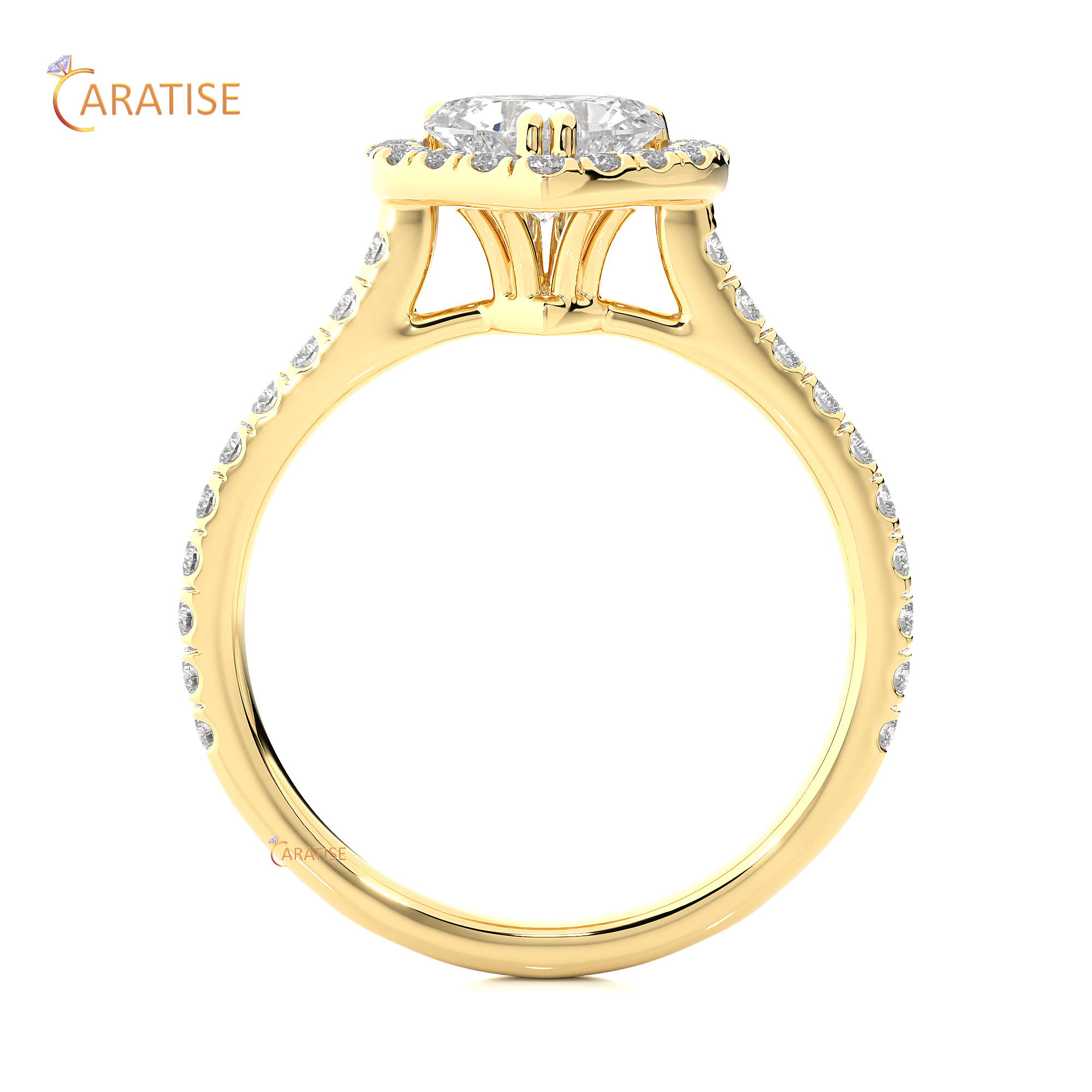 1.33 TDW Round & Heart Cut Halo Moissanite Diamond Ring 925 Silver