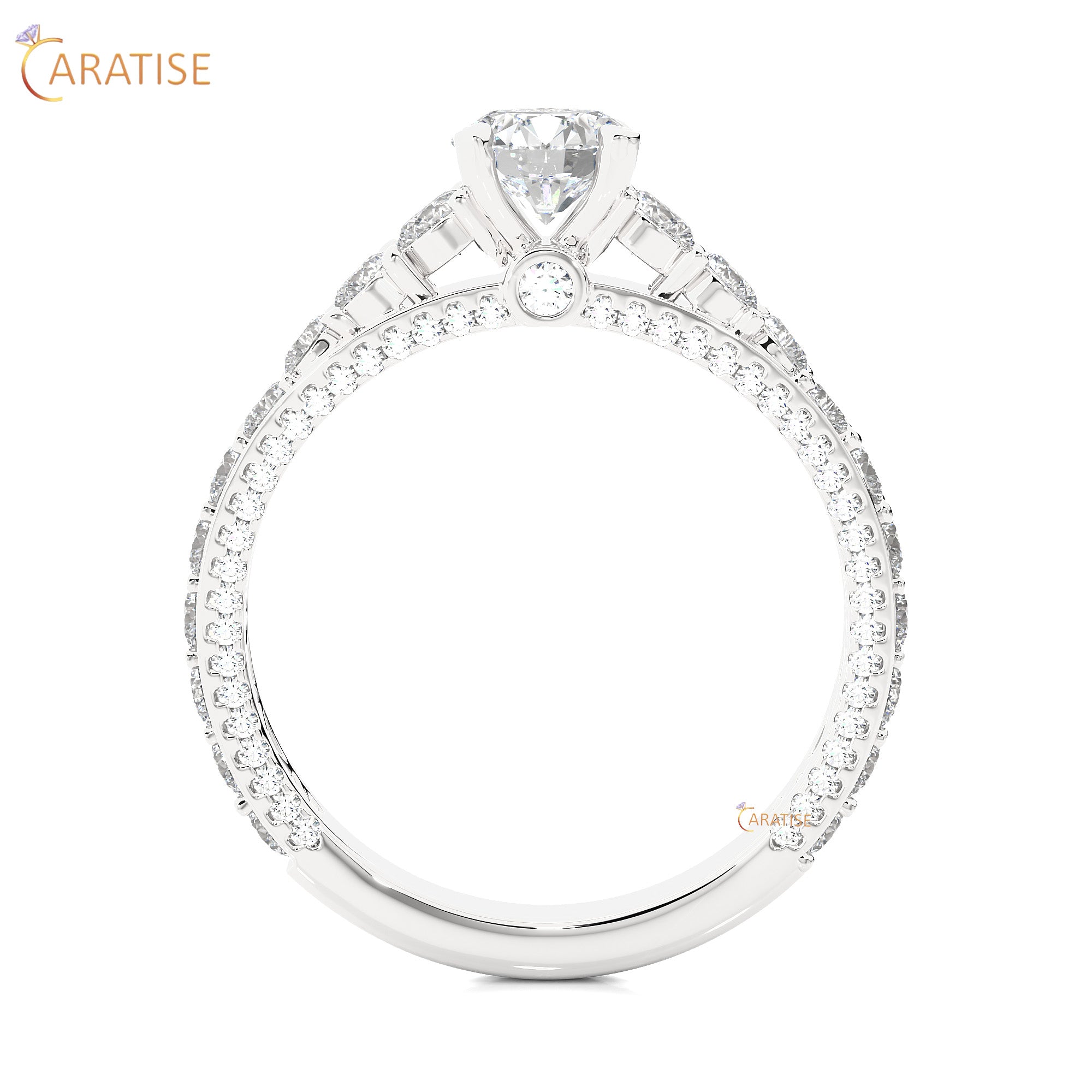 1.79 TDW Round Cut Moissanite Diamond Engagement Ring 925 Silver