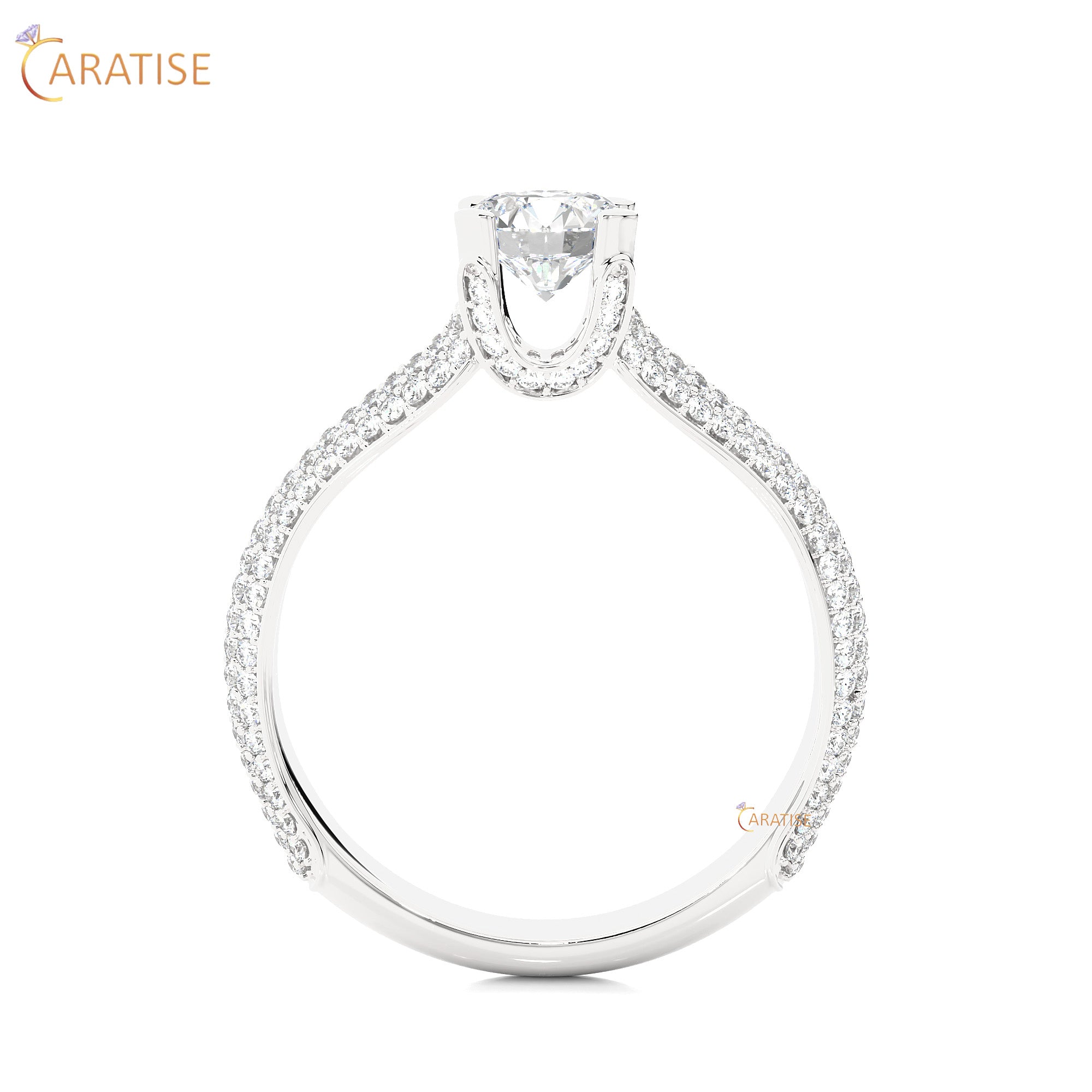 1.13 TDW Round Cut Engagement Moissanite Diamond Ring 925 Silver