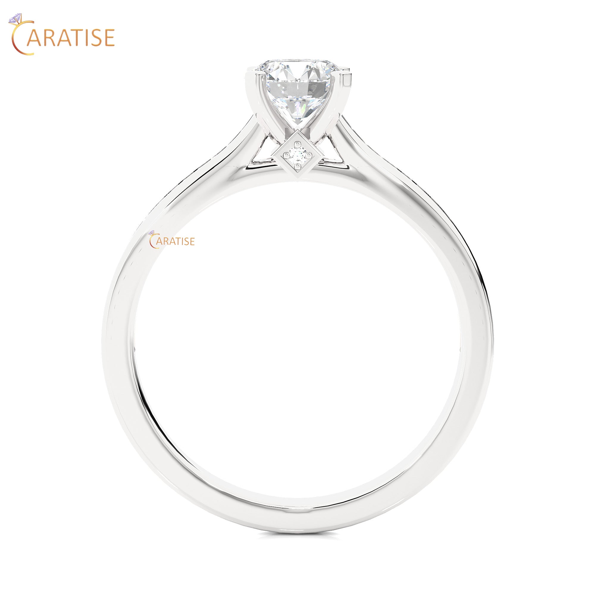 0.75 TDW Round Cut Engagement Moissanite Diamond Ring 925 Silver