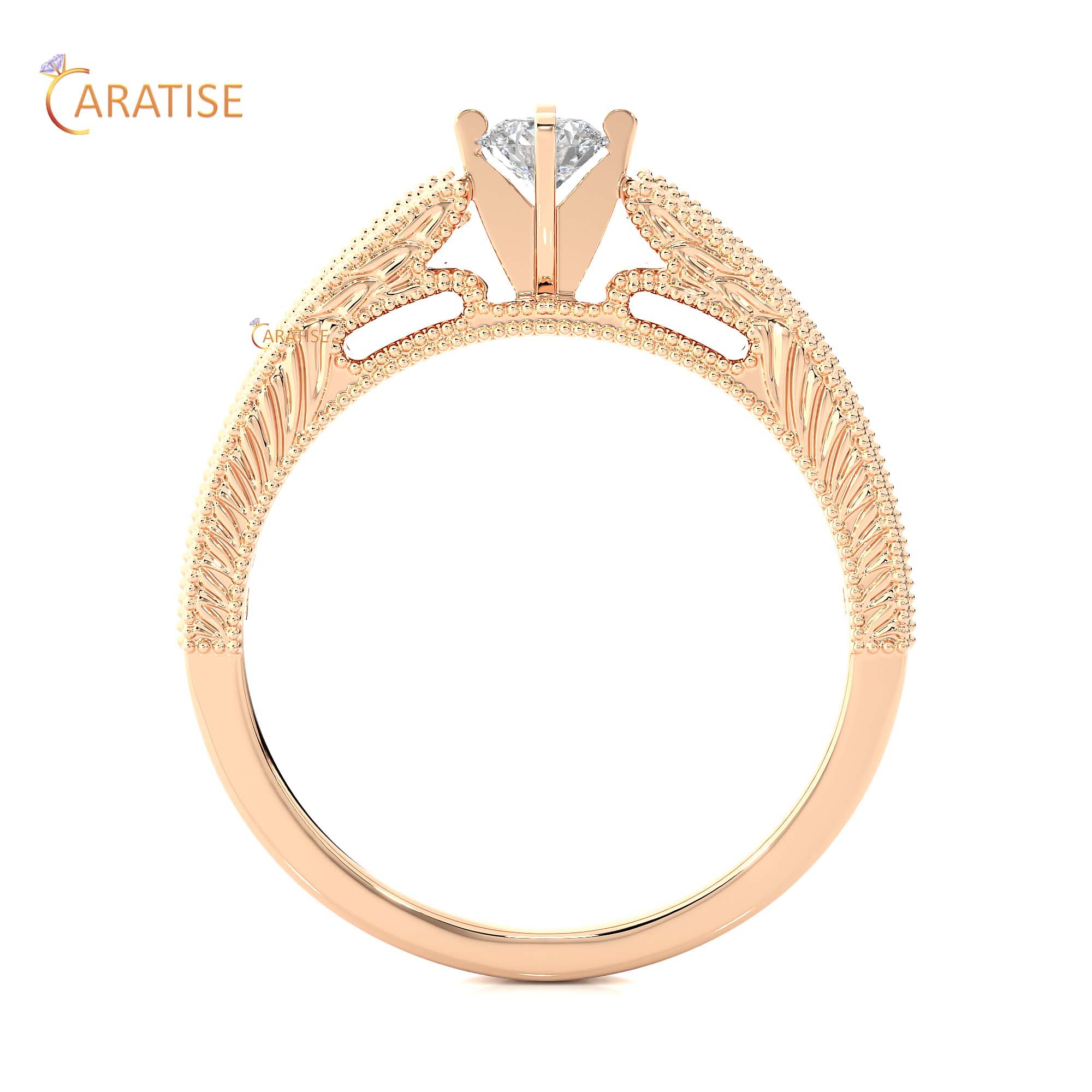 0.48 TDW Round Cut Engagement Moissanite Diamond Ring 925 Silver