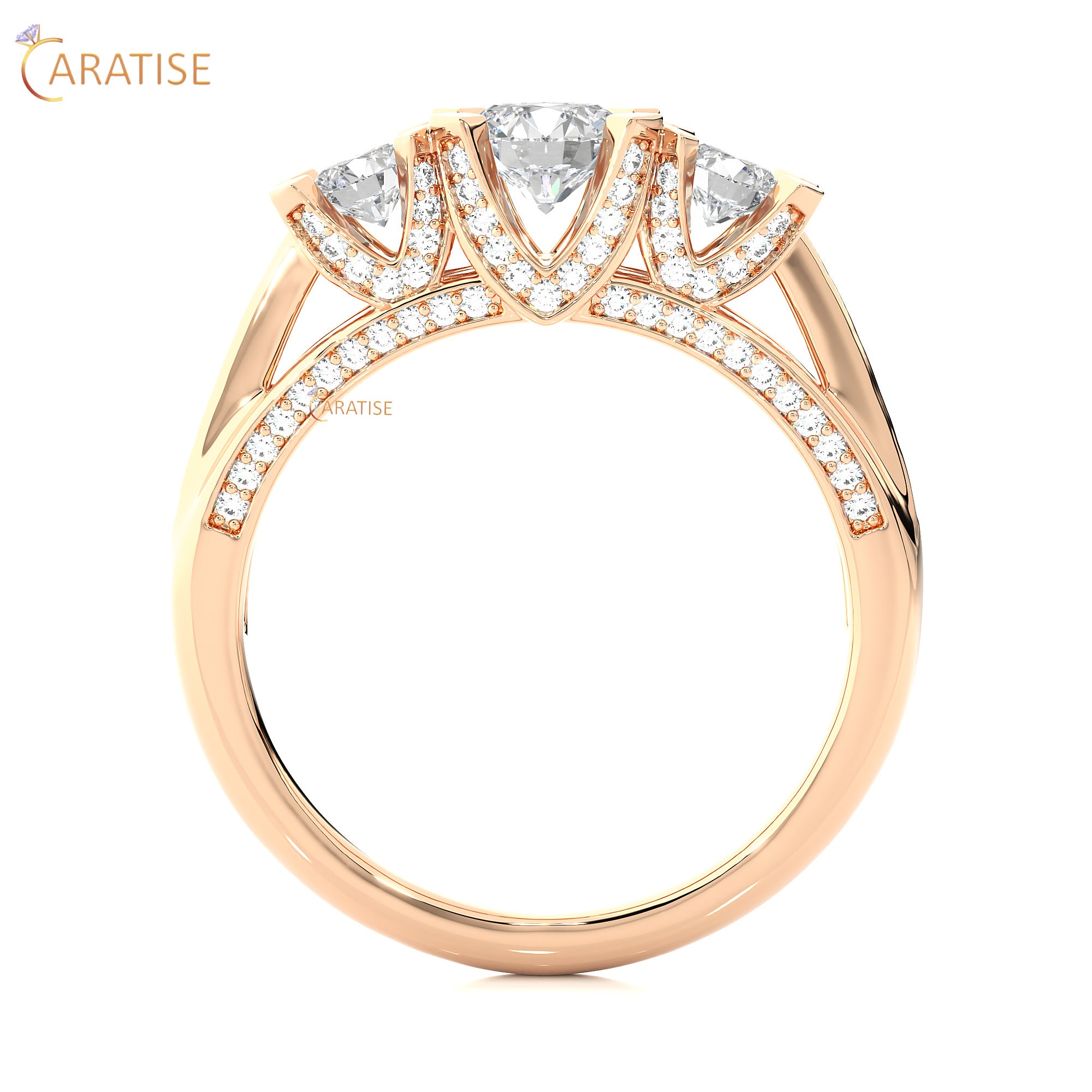 1.20 TDW Round Cut Engagement Moissanite Diamond Ring 925 Silver