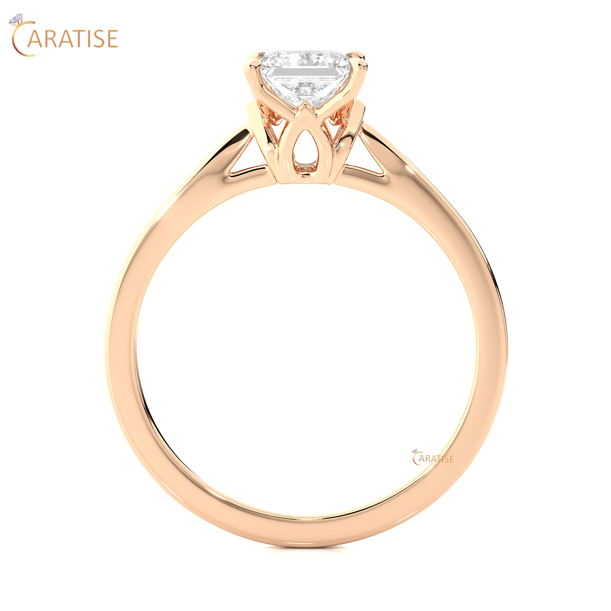 0.57 TDW Princess Cut Moissanite Diamond Solitaire Ring 925 Silver