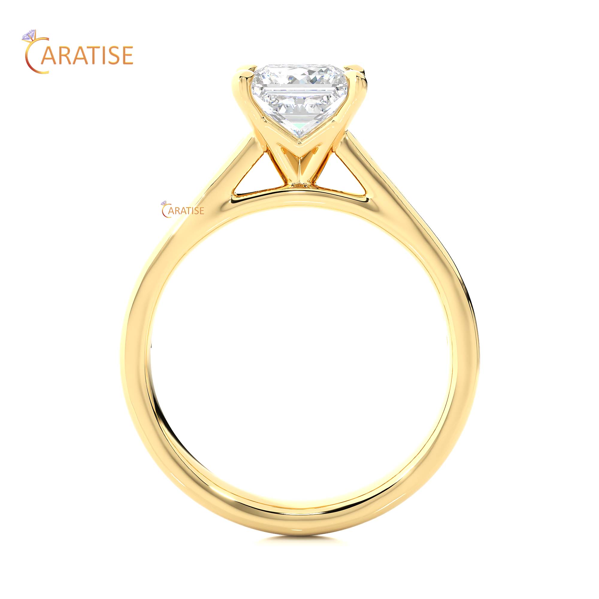 1.95 TDW Princess Cut Engagement Moissanite Diamond Ring 925 Silver