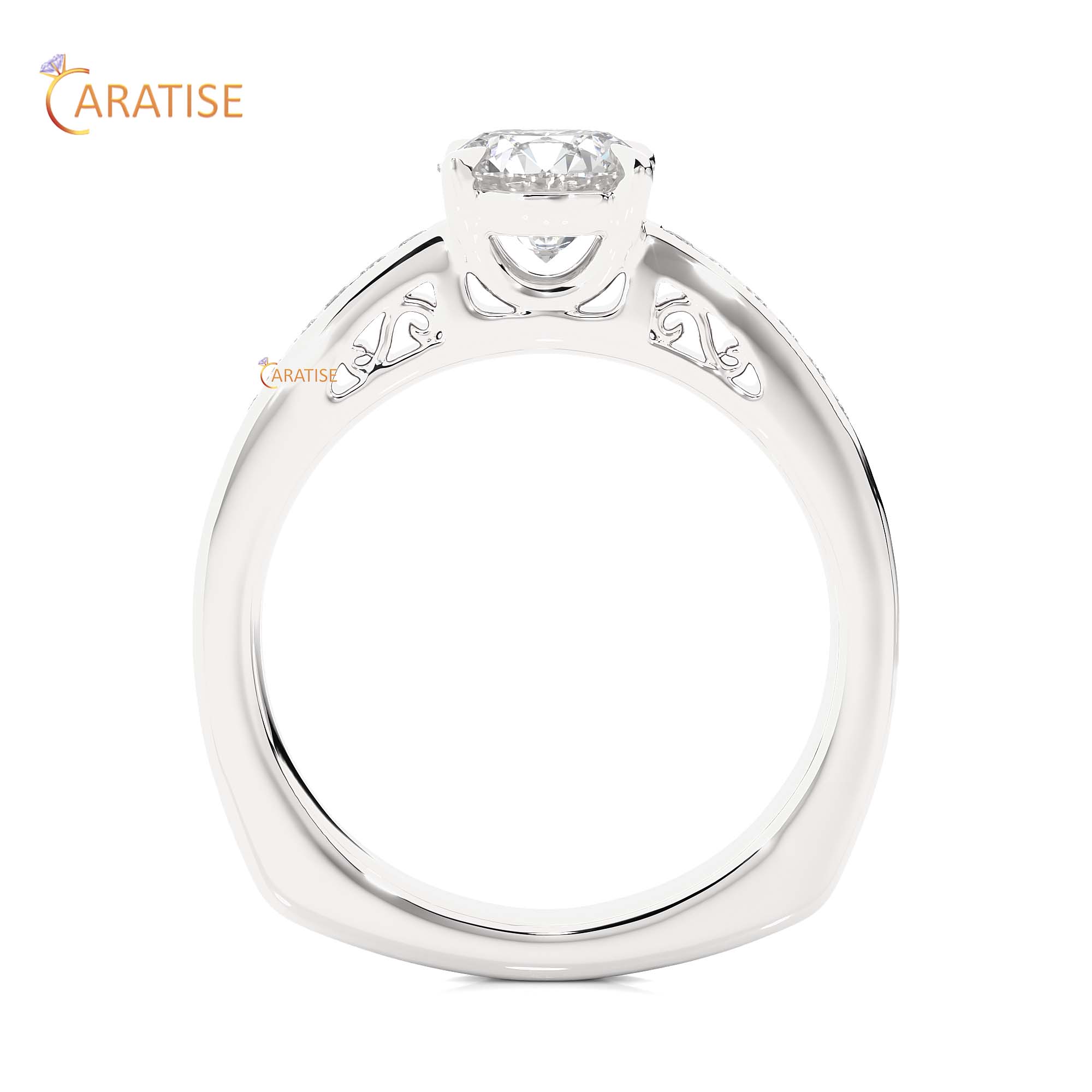 1.27 TDW Round Cut Engagement Moissanite Diamond Ring 925 Silver