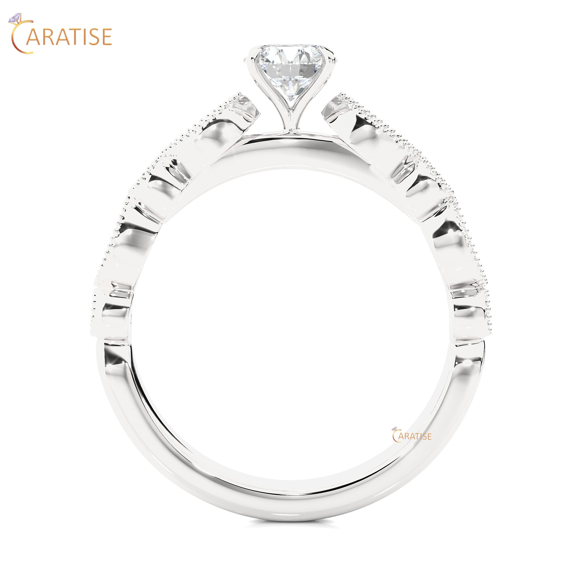 0.67 TDW Round Cut Moissanite Diamond Engagement Ring 925 Silver