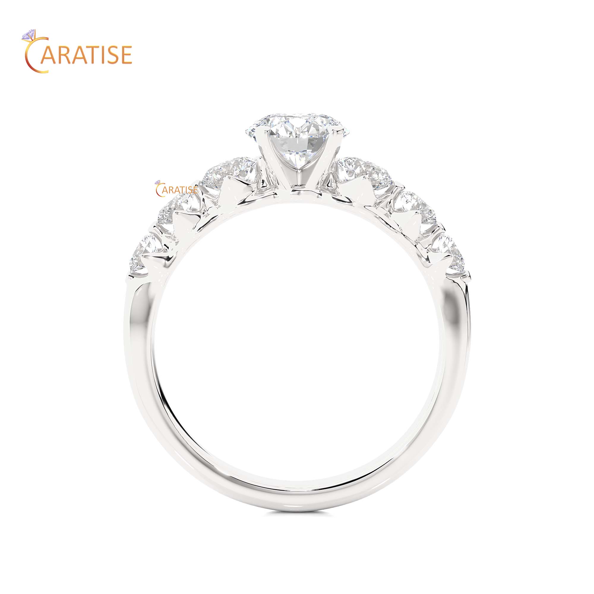 1.43 TDW Round Cut Engagement Moissanite Diamond Ring 925 Silver