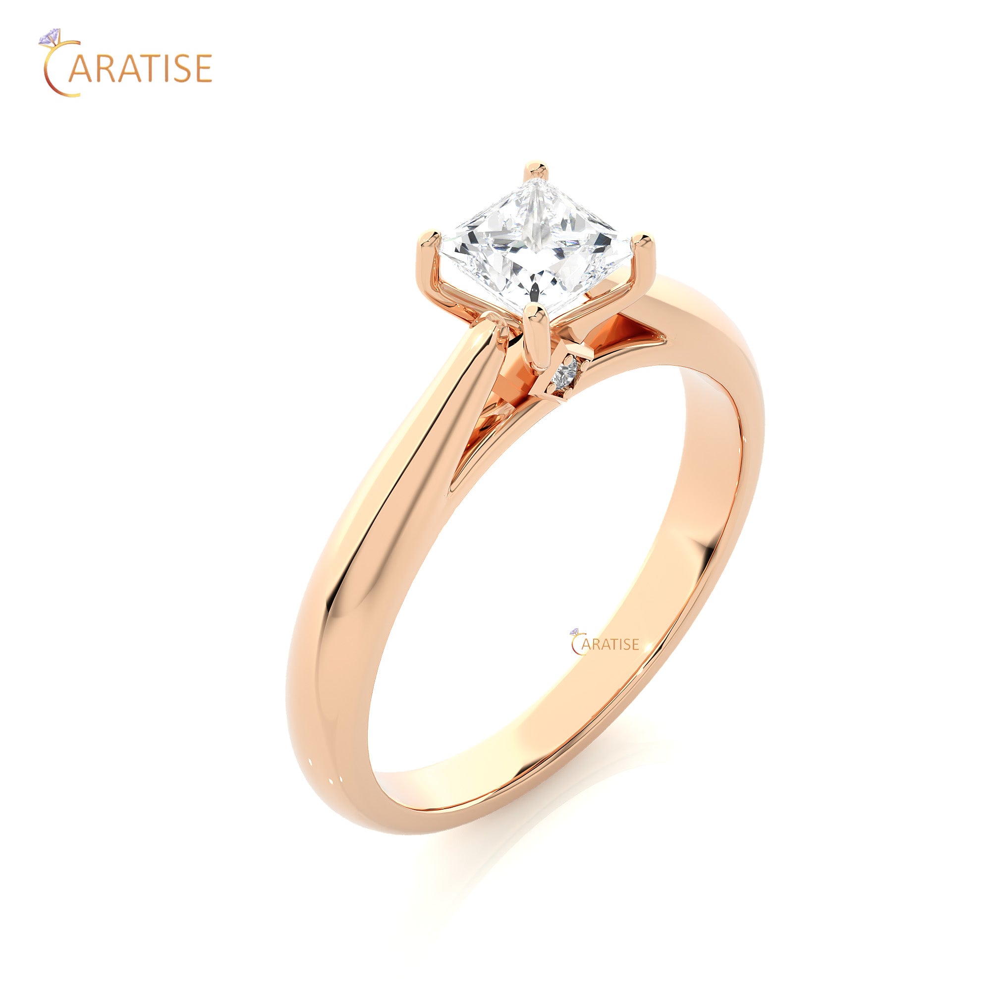 0.80 TDW Round & Princess Cut Women's Engagement Diamond Ring