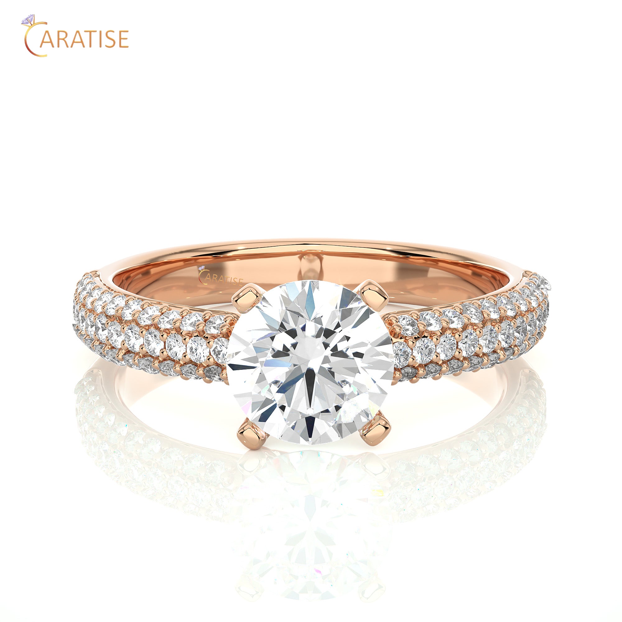 1.22 TDW Round Cut Engagement Moissanite Diamond Ring 925 Silver