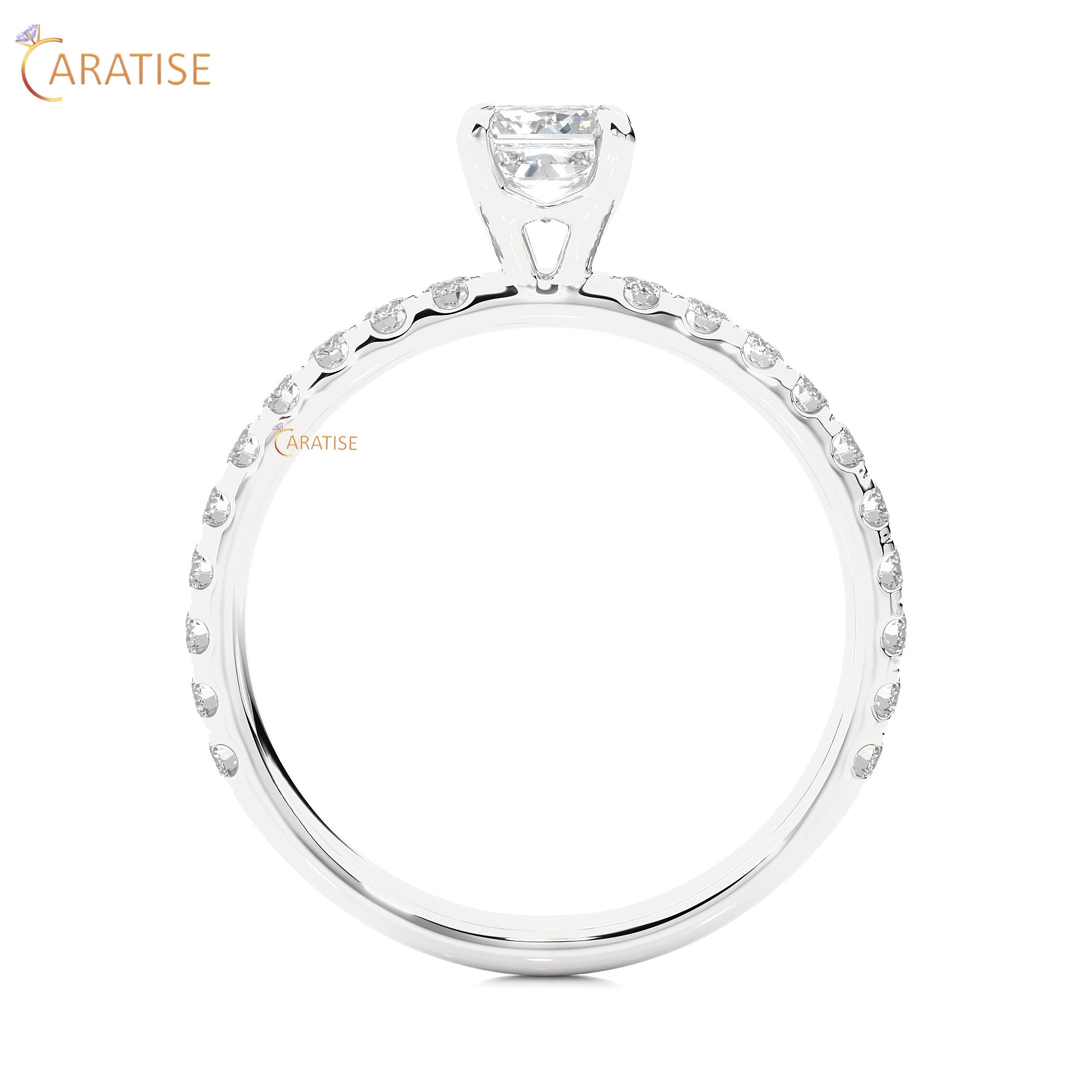 1.01 TDW Round & Princess Cut Engagement Moissanite Diamond Ring 925 Silver