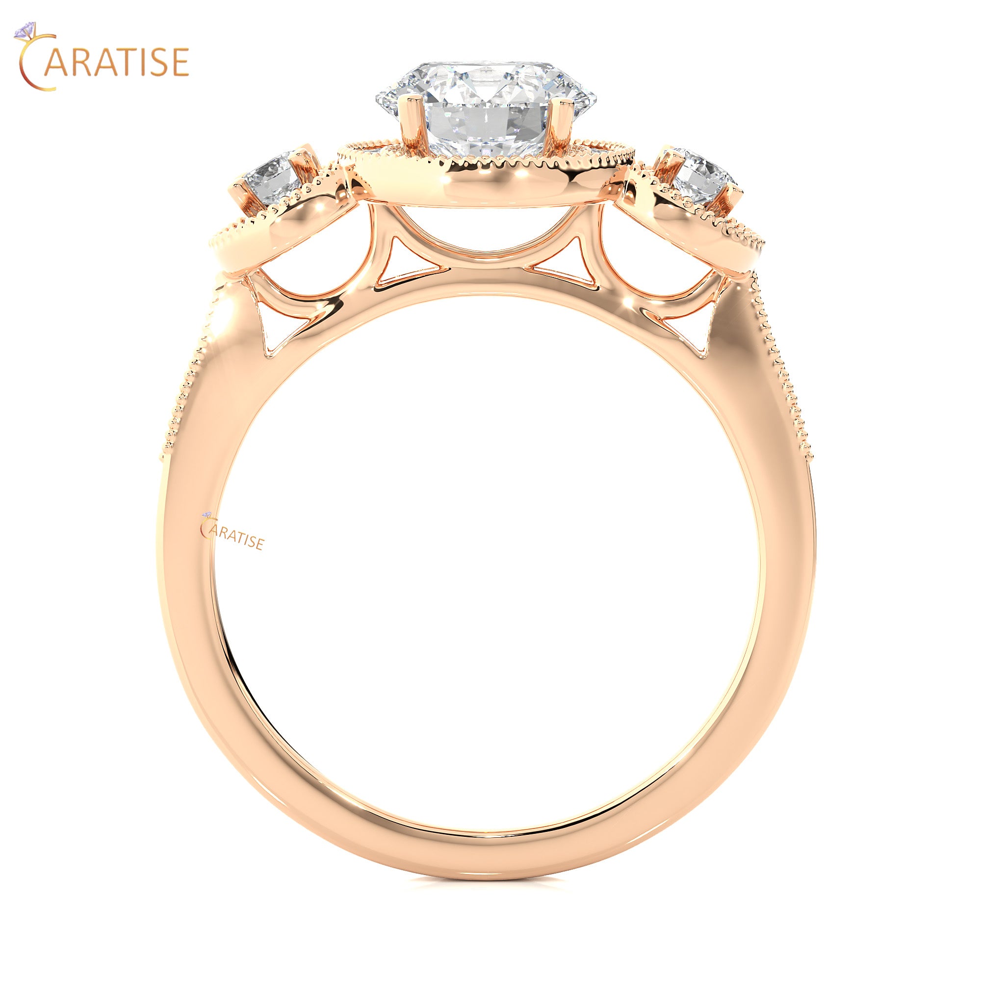 1.43 TDW Round Cut Engagement Moissanite Diamond Ring 925 Silver