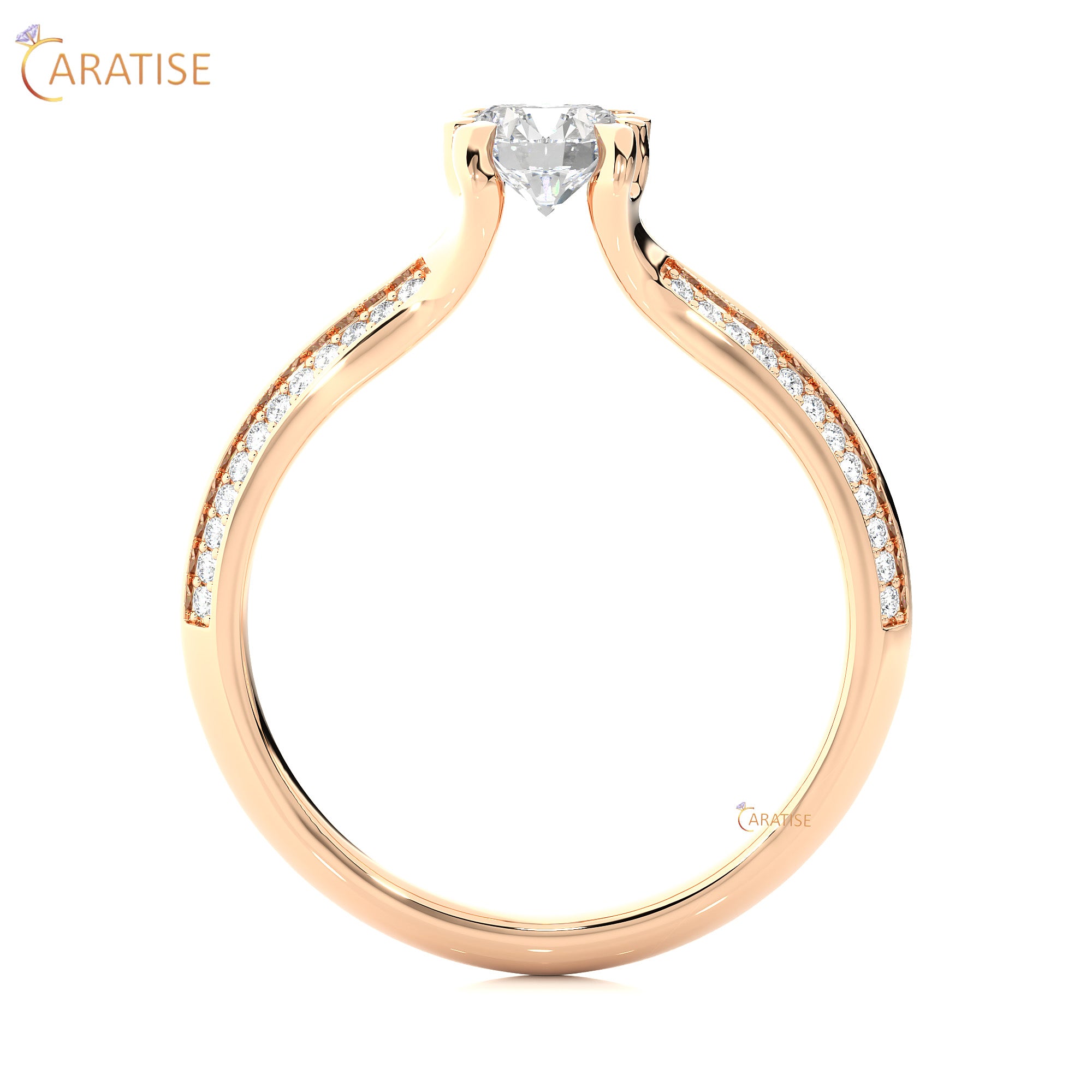 0.86 TDW Round Cut Engagement Moissanite Diamond Ring 925 Silver