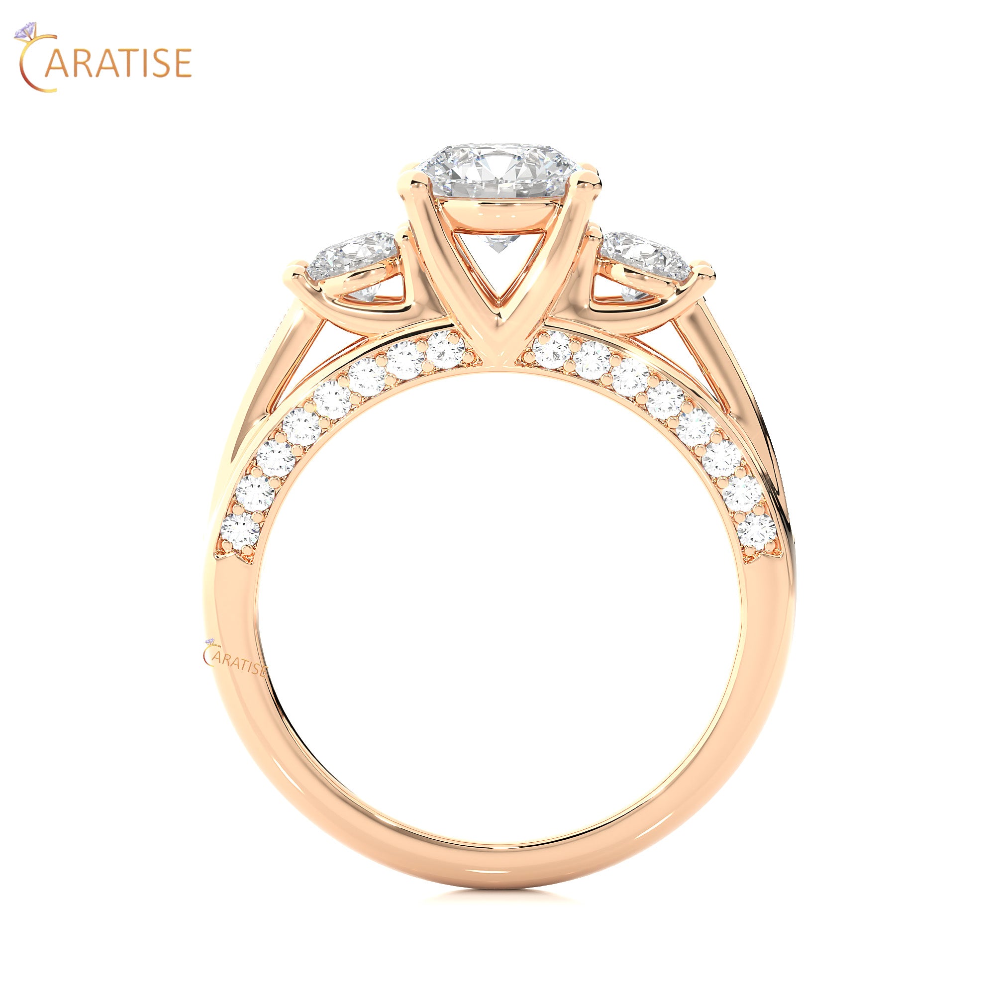 1.98 TDW Round Cut Engagement Moissanite Diamond Ring 925 Silver