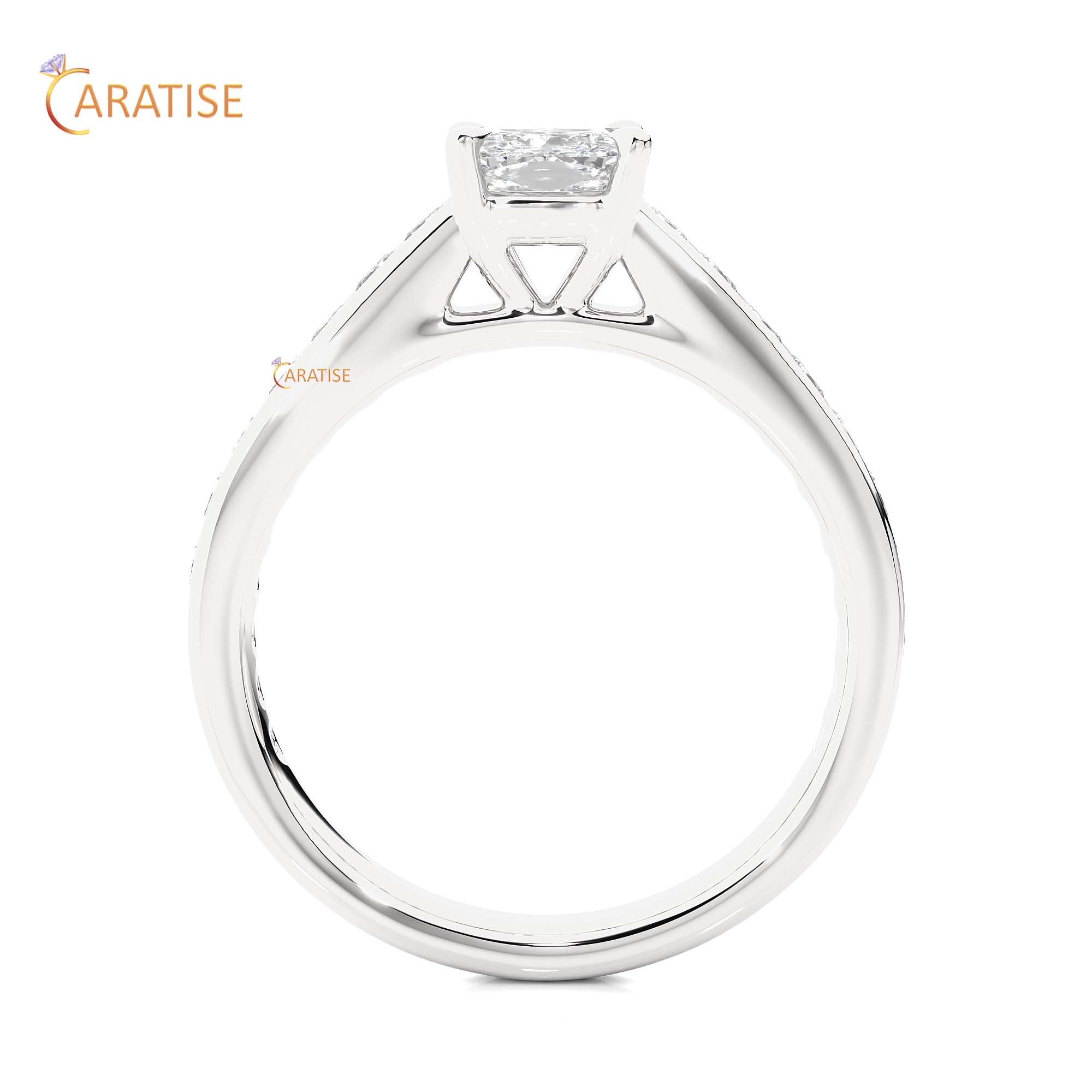 2.12 TDW Princess & Cushion Cut Engagement Moissanite Diamond Ring 925 Silver